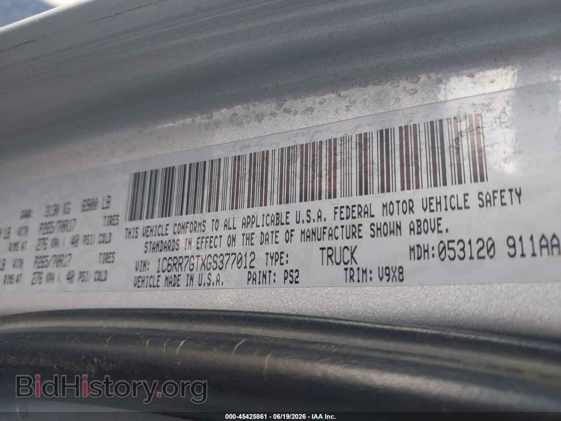 2016 RAM 1500 - VIN: 1C6RR7GTXGS377012 - Фото 9