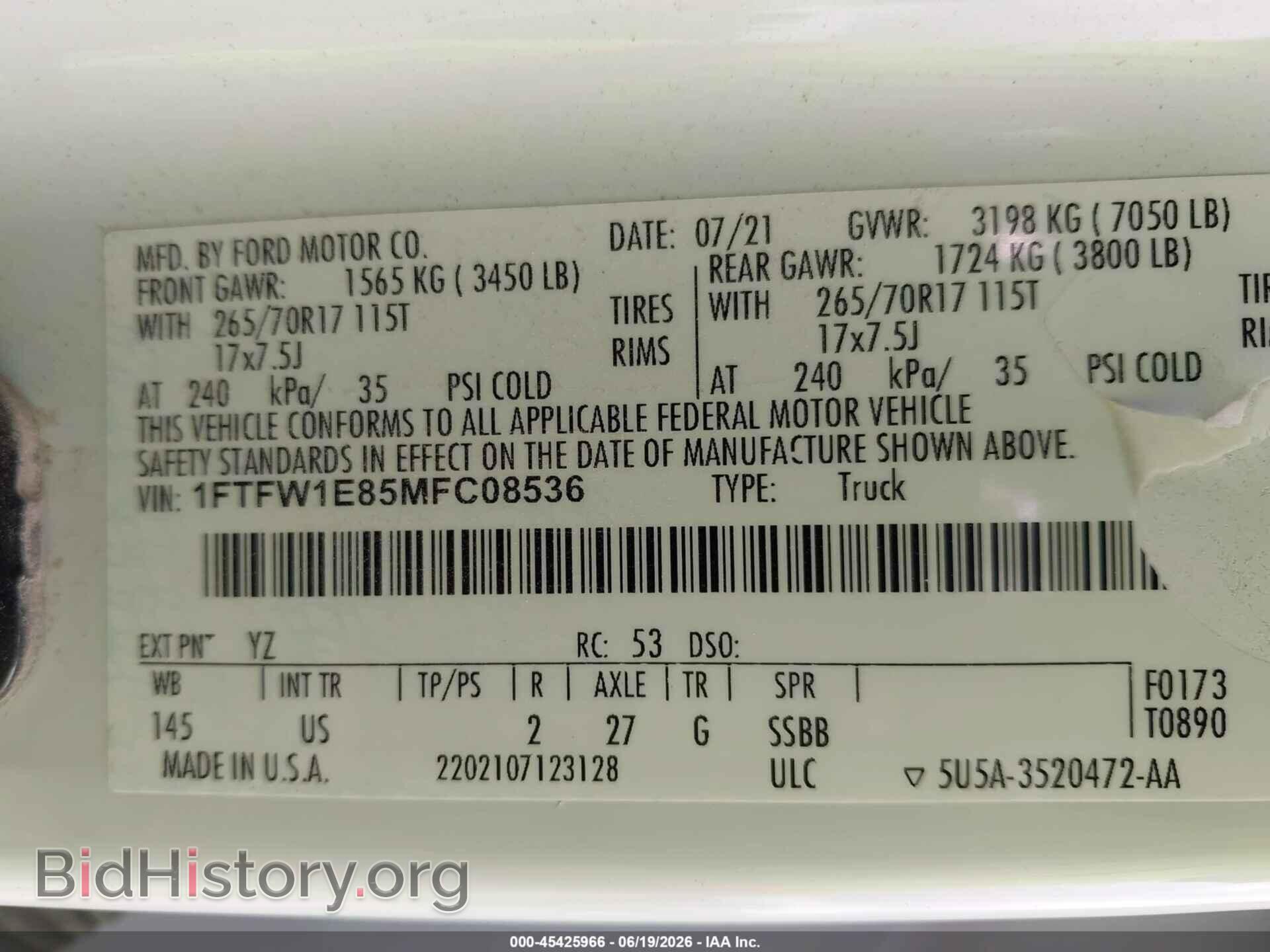 2021 FORD F-150 - VIN: 1FTFW1E85MFC08536 - Фото 9