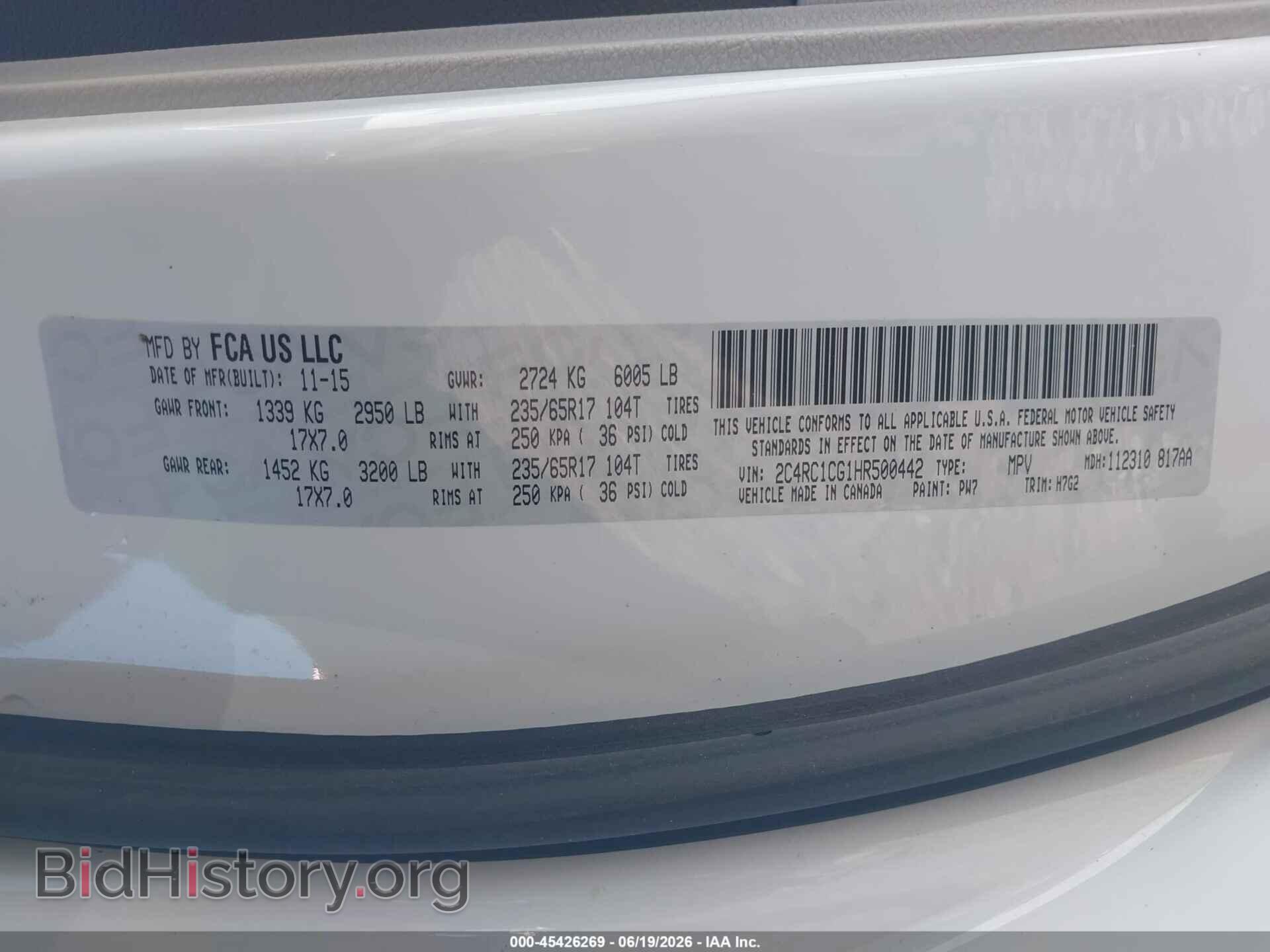 2017 CHRYSLER PACIFICA - VIN: 2C4RC1CG1HR500442 - Photo 9