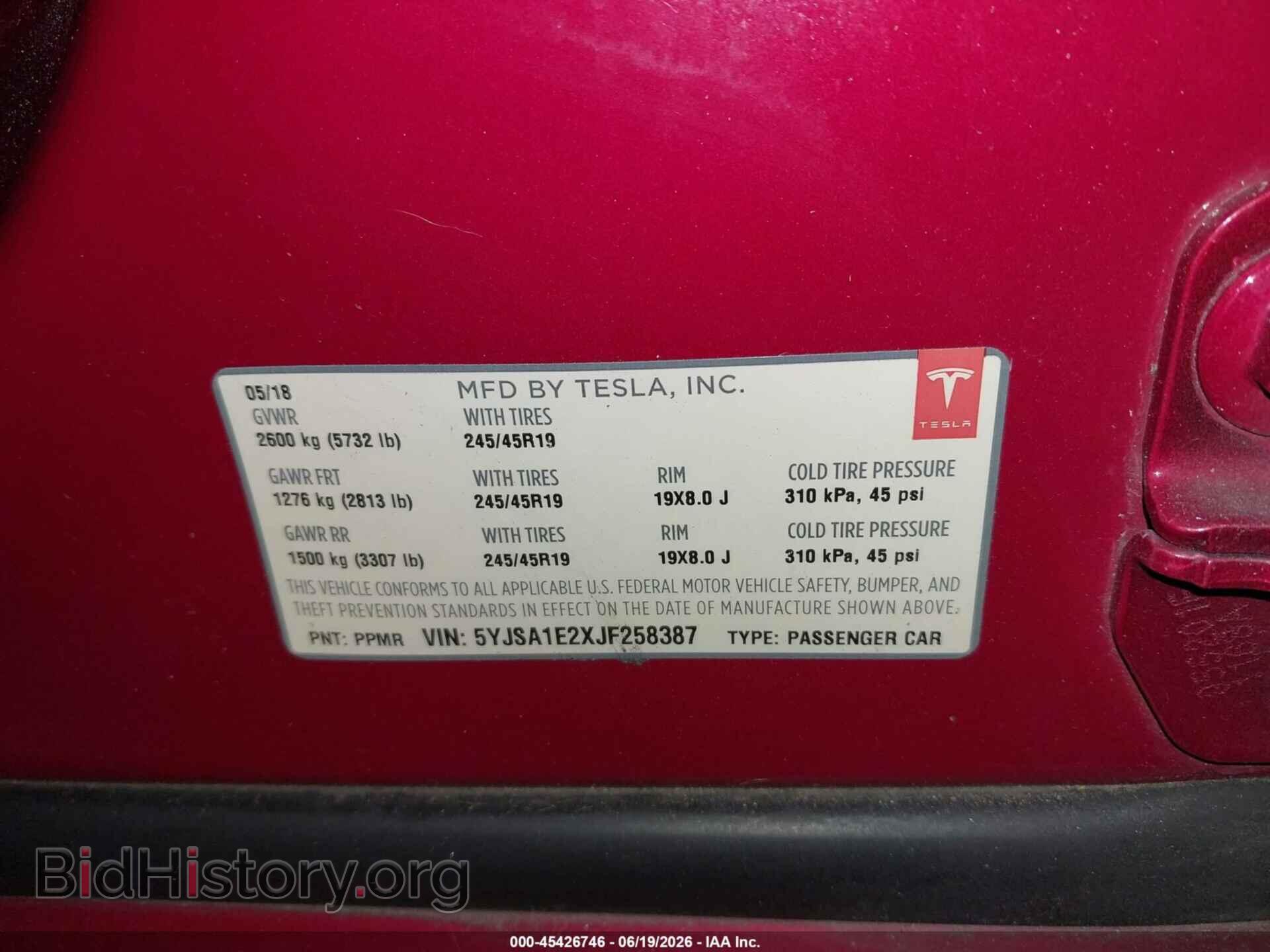2018 TESLA MODEL S - VIN: 5YJSA1E2XJF258387 - Photo 9