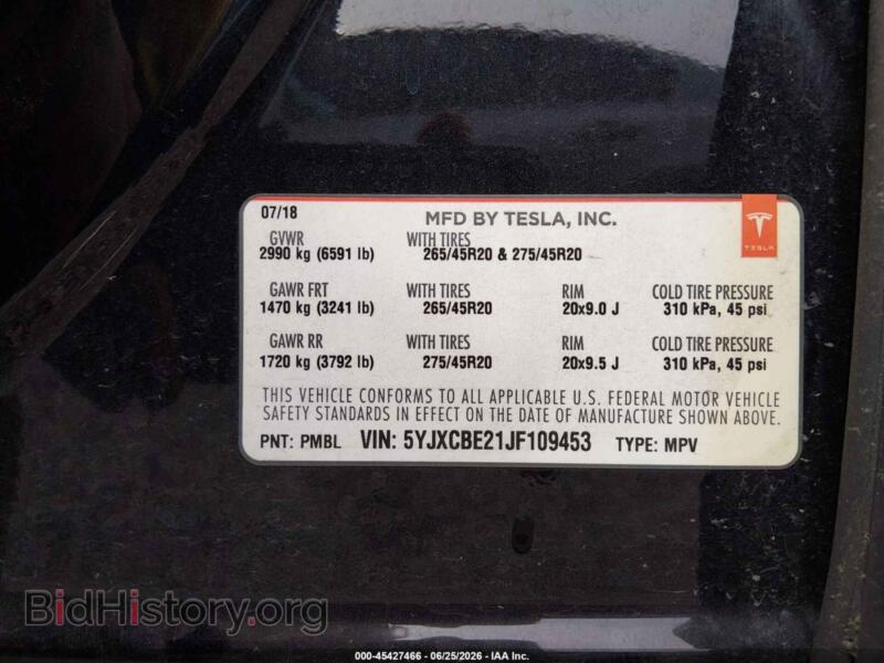2018 Tesla MODEL X (VIN 5YJXCBE21JF109453) — фото 9 из 21