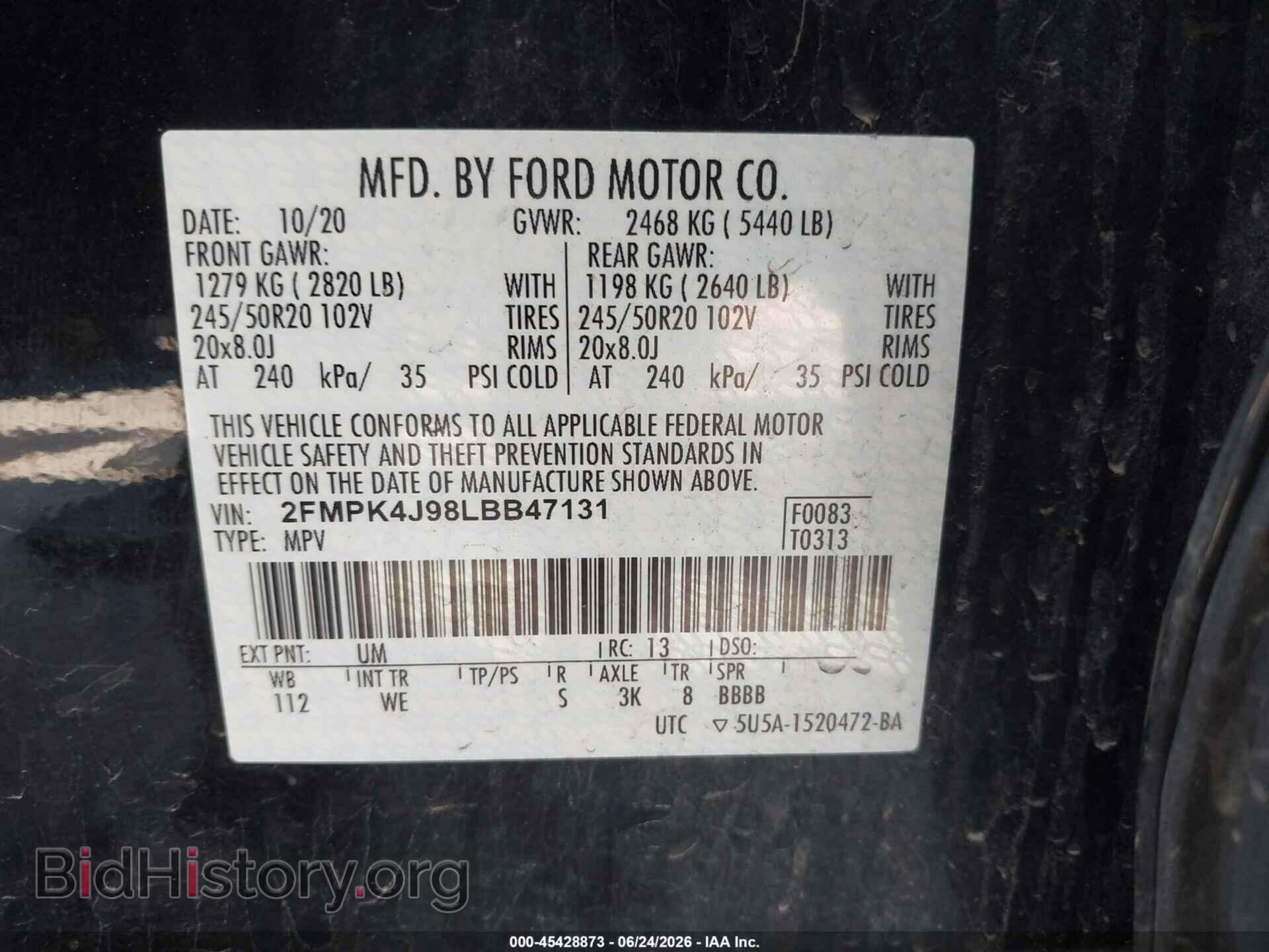 2020 FORD EDGE - VIN: 2FMPK4J98LBB47131 - Photo 9