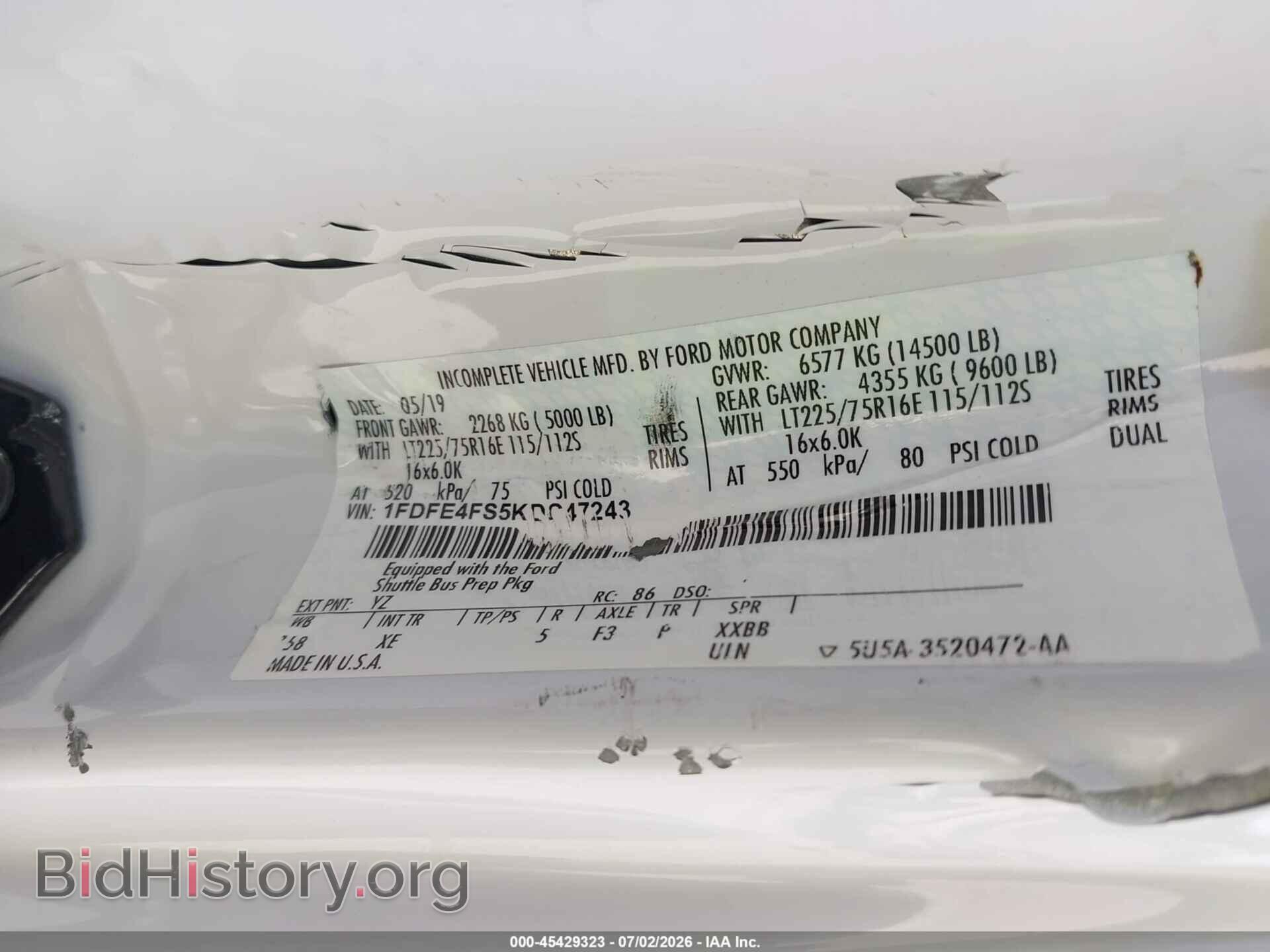 2019 FORD E-450 CUTAWAY - VIN: 1FDFE4FS5KDC47243 - Photo 9