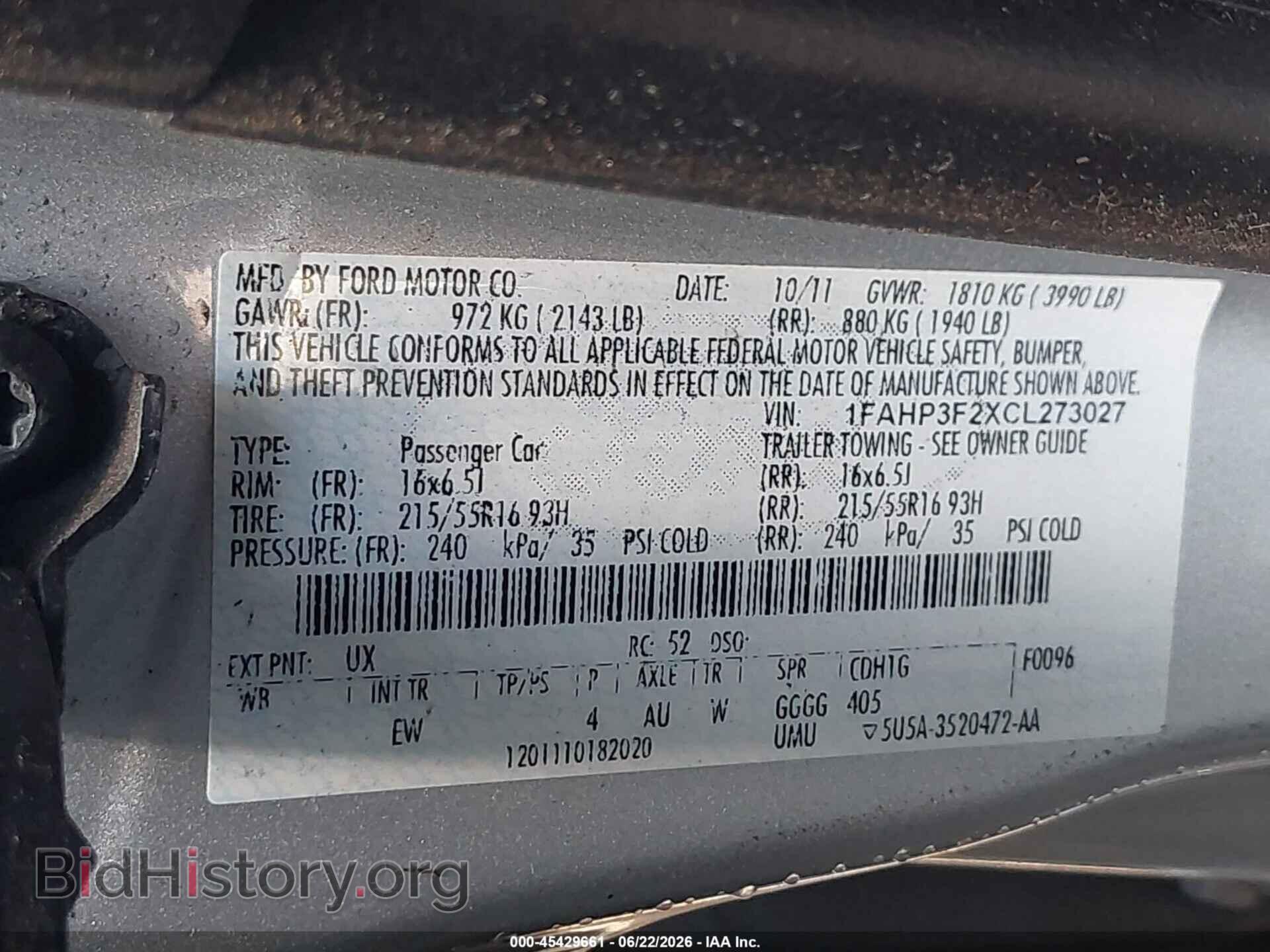2012 FORD FOCUS - VIN: 1FAHP3F2XCL273027 - Фото 9