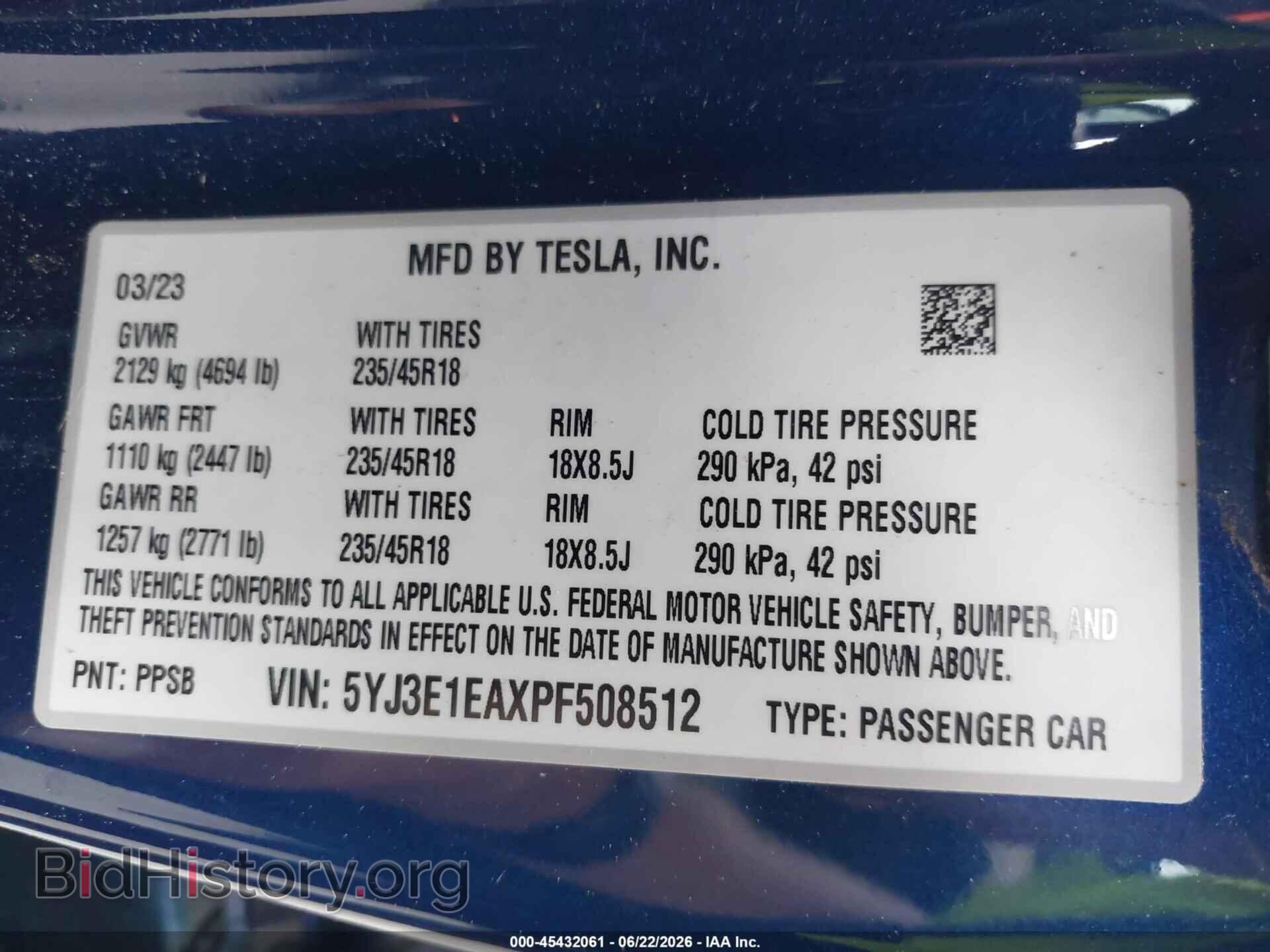 2023 TESLA MODEL 3 - VIN: 5YJ3E1EAXPF508512 - Фото 9