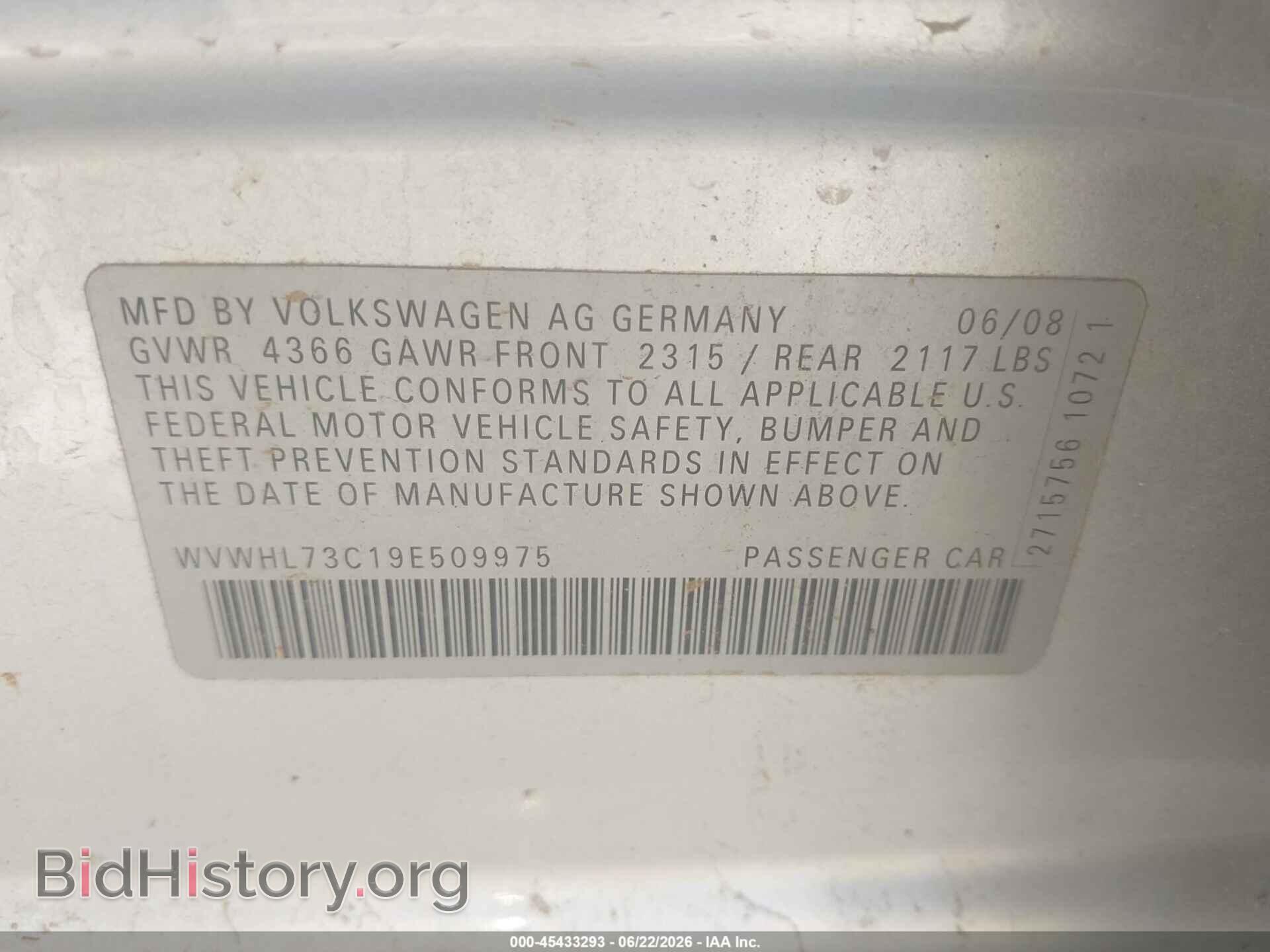 2009 VOLKSWAGEN CC - VIN: WVWHL73C19E509975 - Фото 9