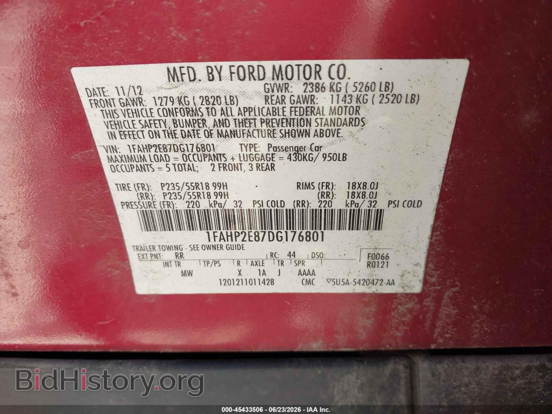 2013 FORD TAURUS - VIN: 1FAHP2E87DG176801 - Photo 9