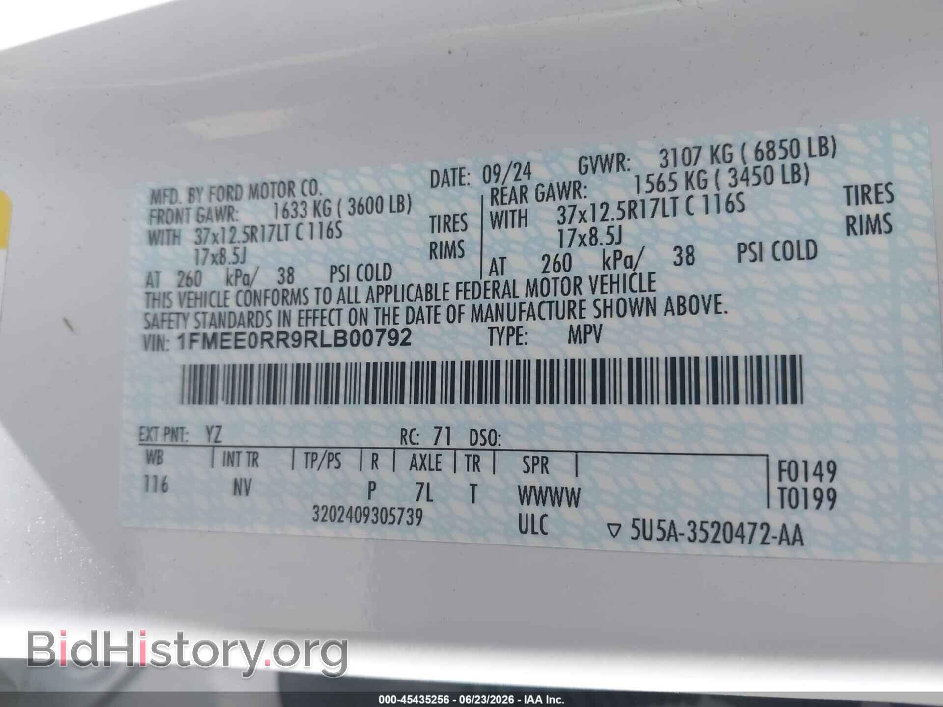 2024 FORD BRONCO - VIN: 1FMEE0RR9RLB00792 - Фото 9