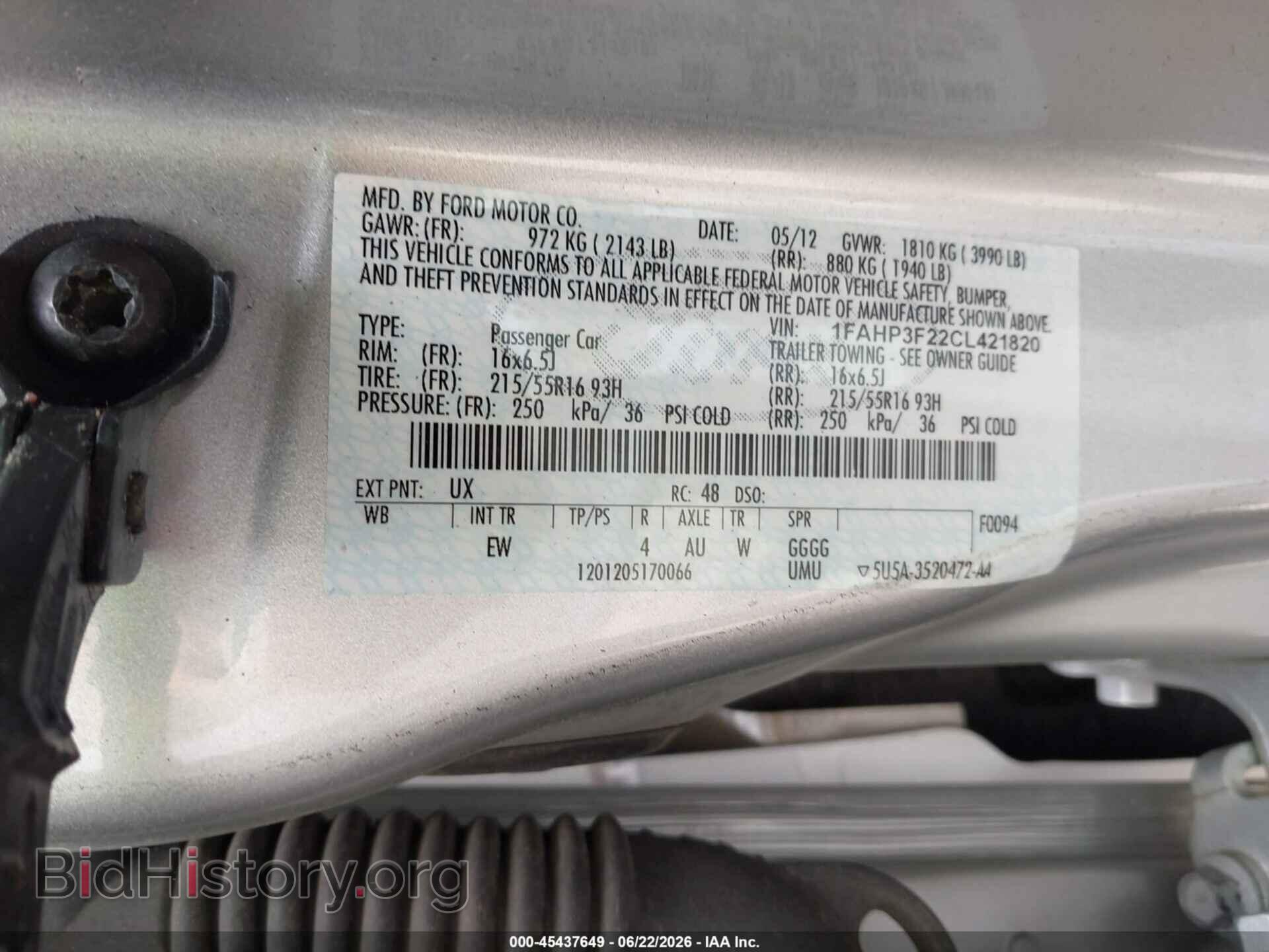 2012 FORD FOCUS - VIN: 1FAHP3F22CL421820 - Фото 9