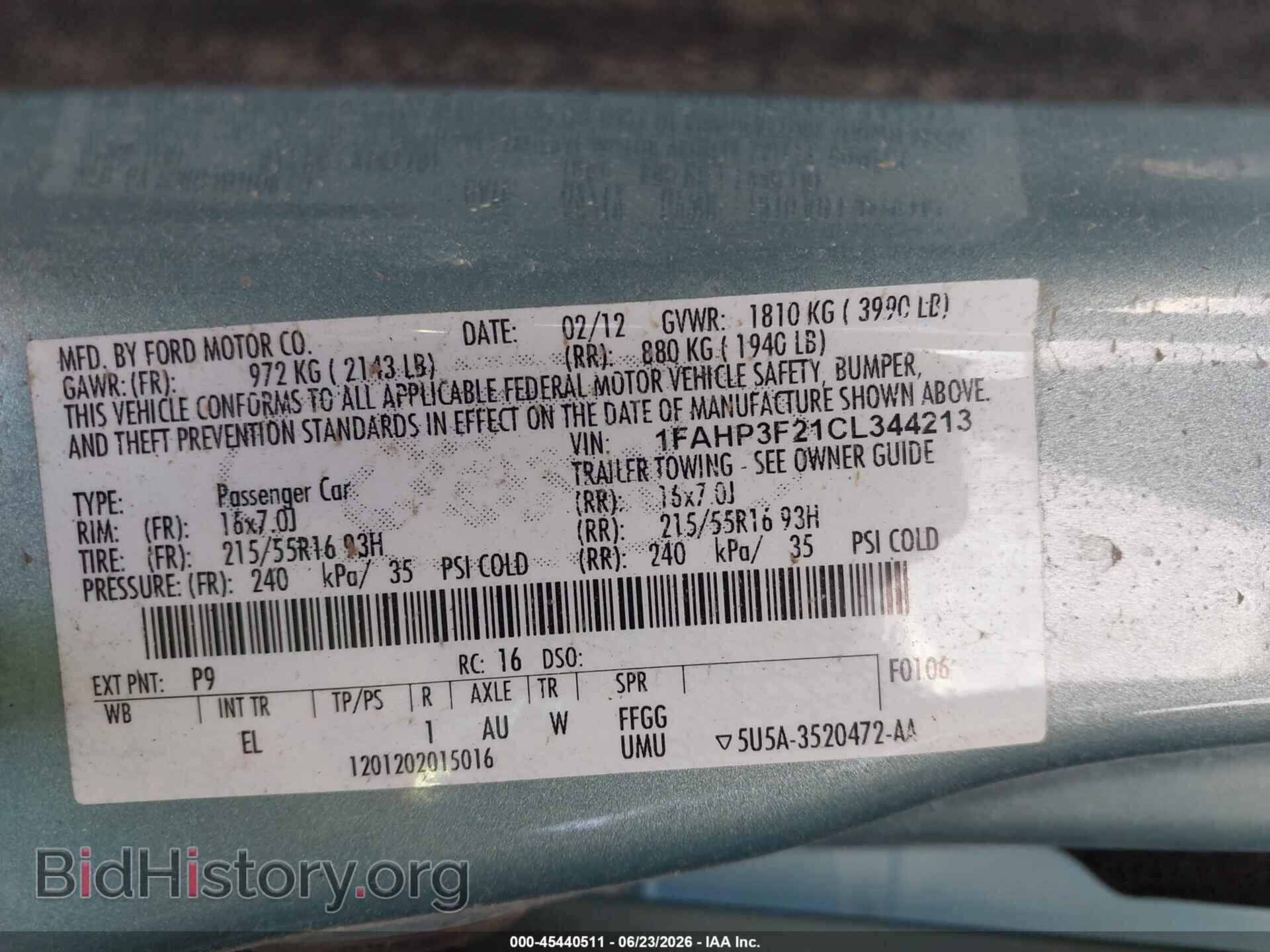 2012 FORD FOCUS - VIN: 1FAHP3F21CL344213 - Фото 9