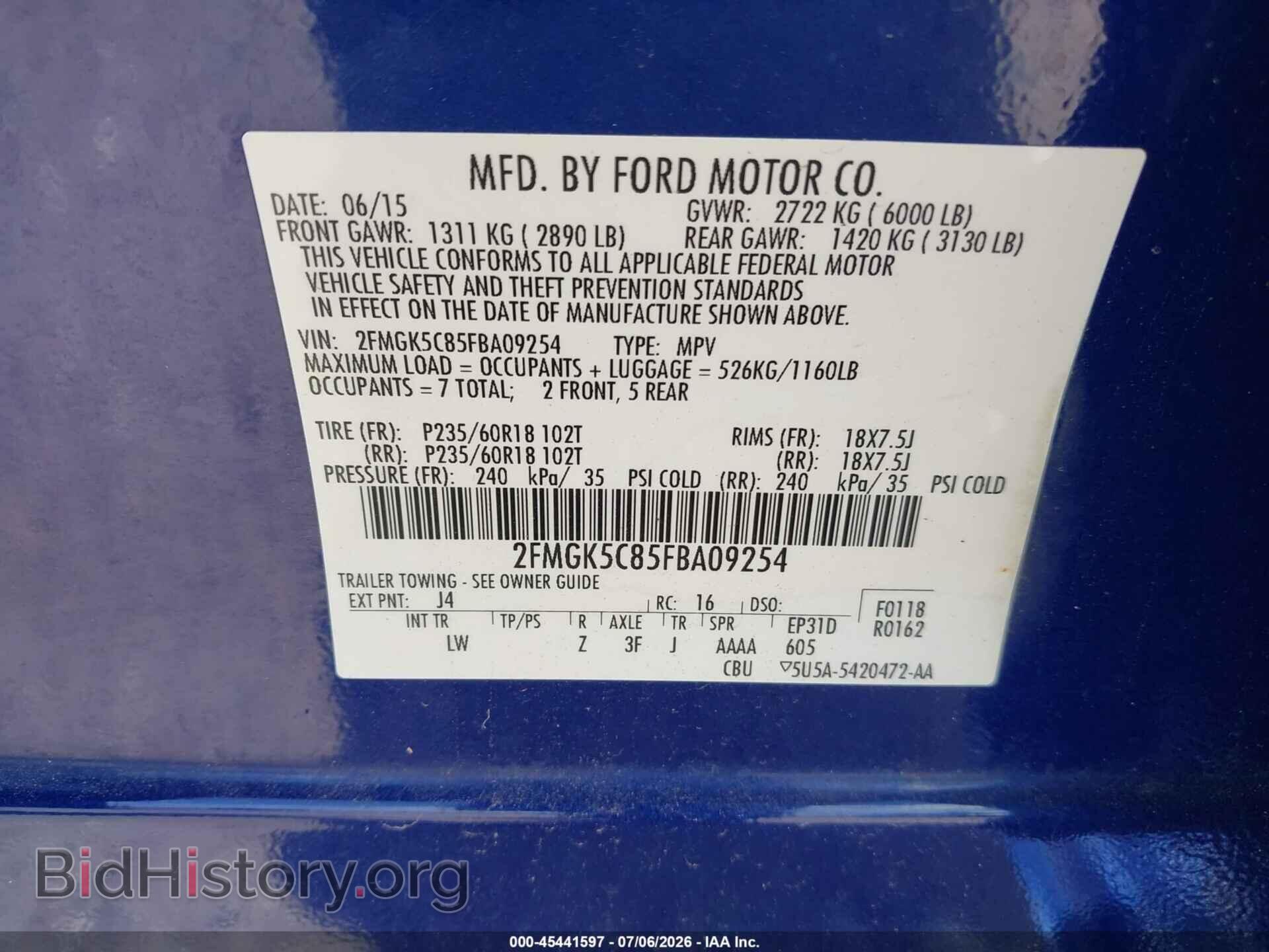 2015 FORD FLEX - VIN: 2FMGK5C85FBA09254 - Photo 9