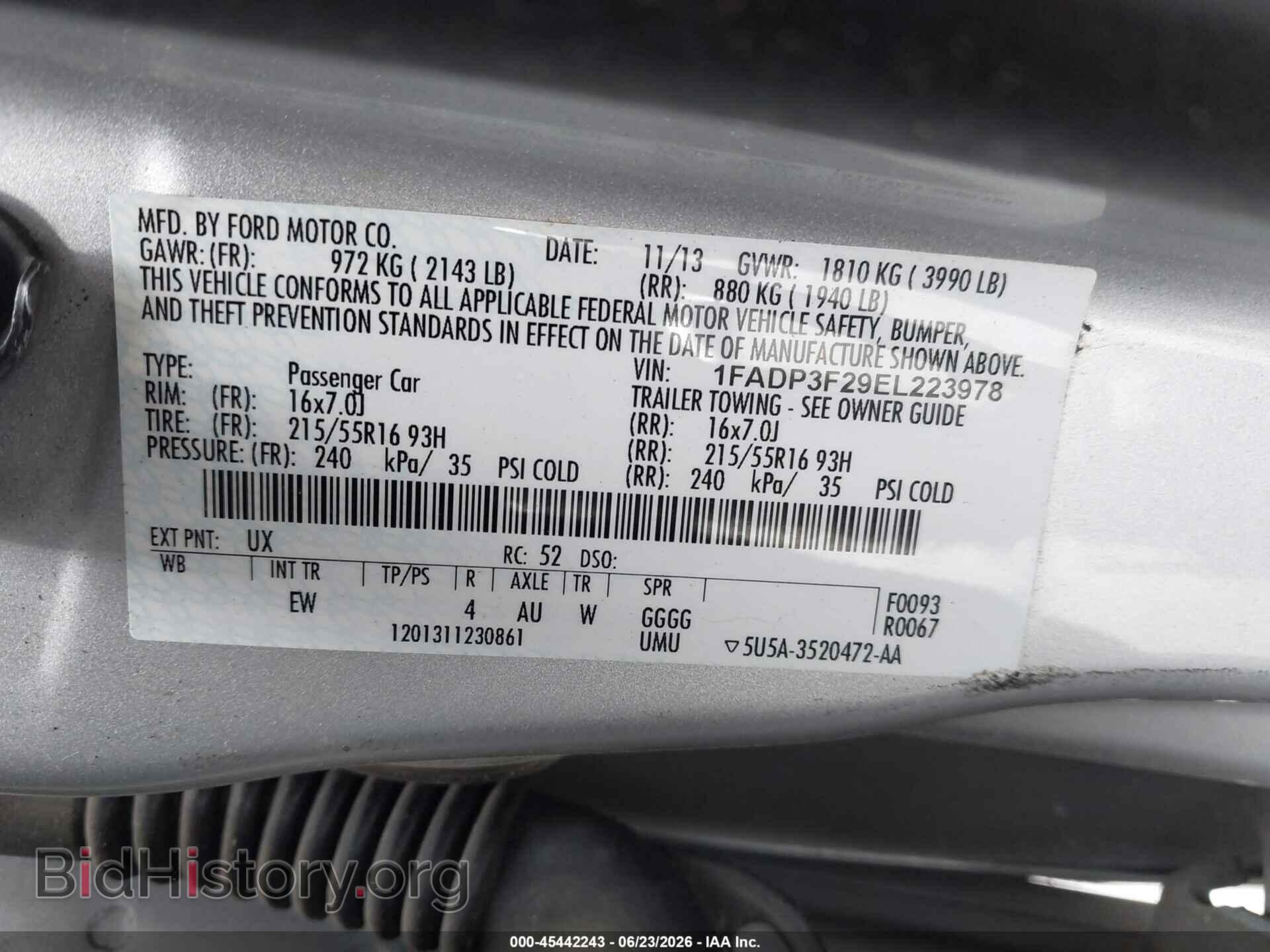 2014 FORD FOCUS - VIN: 1FADP3F29EL223978 - Фото 9