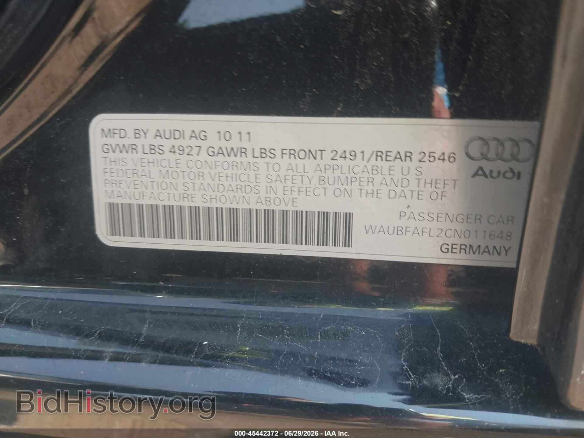 2012 AUDI A4 - VIN: WAUBFAFL2CN011648 - Photo 9