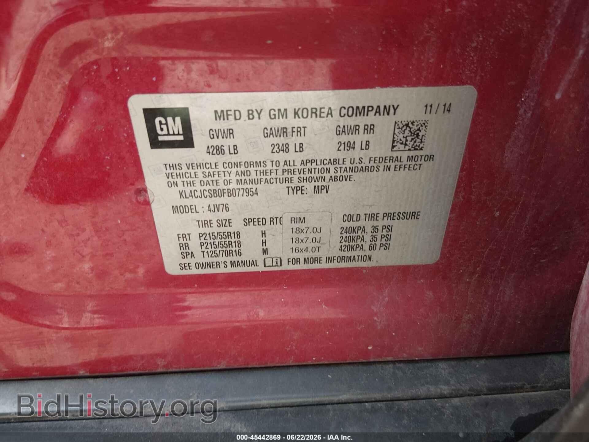 2015 BUICK ENCORE - VIN: KL4CJCSB0FB077954 - Photo 9