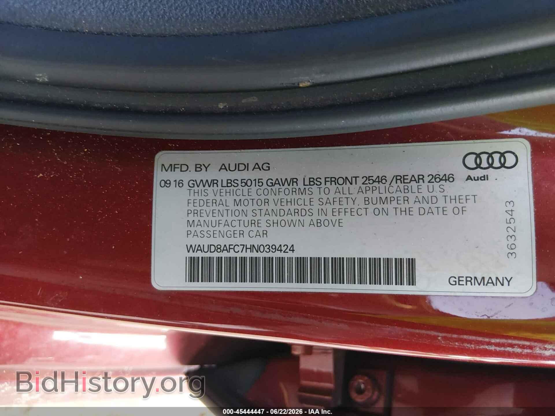 2017 AUDI A6 - VIN: WAUD8AFC7HN039424 - Photo 9