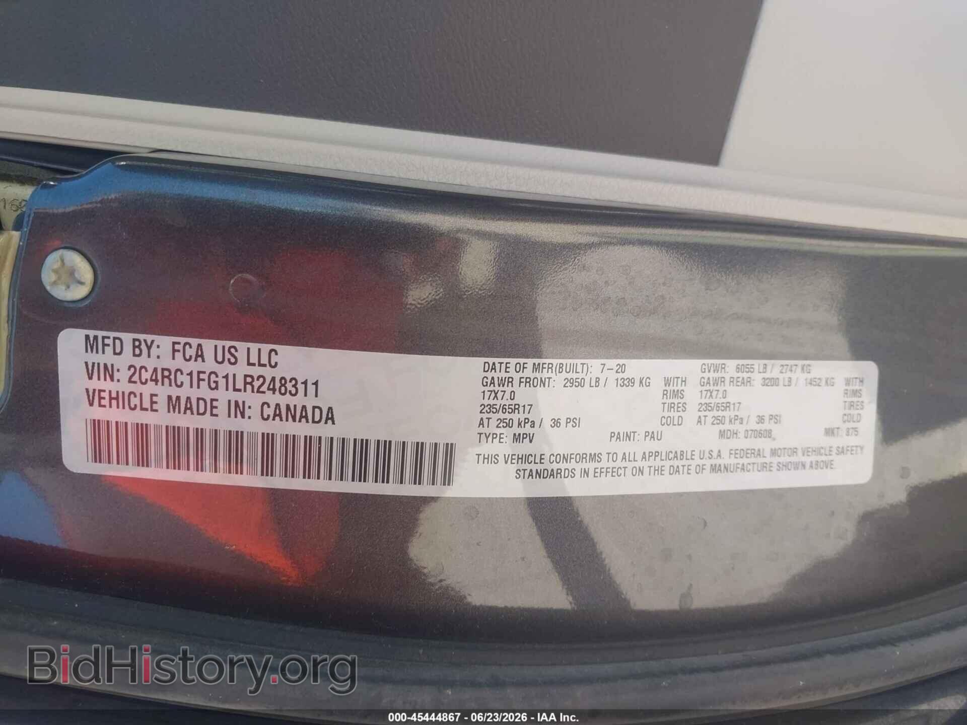 2020 CHRYSLER PACIFICA - VIN: 2C4RC1FG1LR248311 - Фото 9