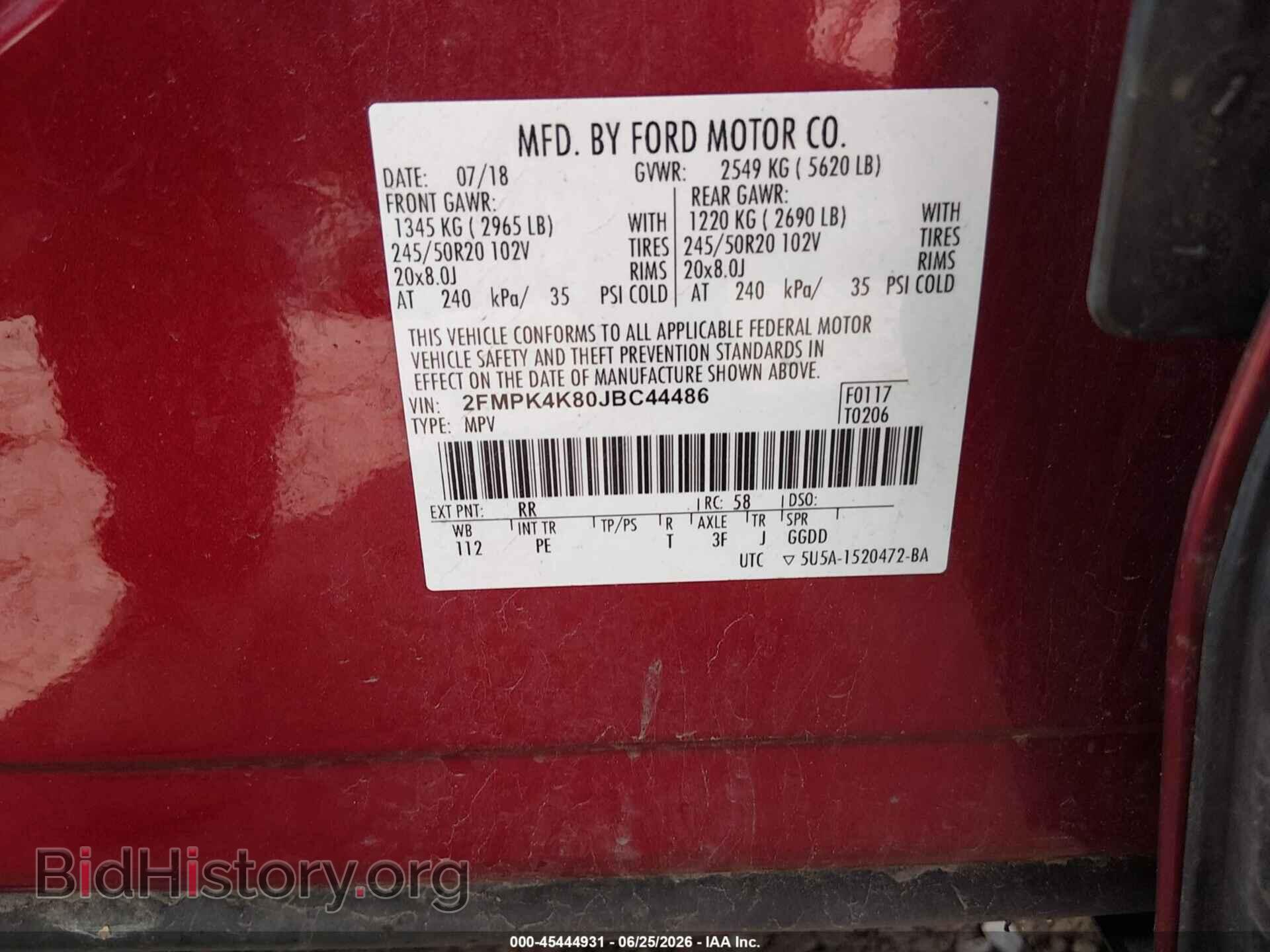 2018 FORD EDGE - VIN: 2FMPK4K80JBC44486 - Photo 9