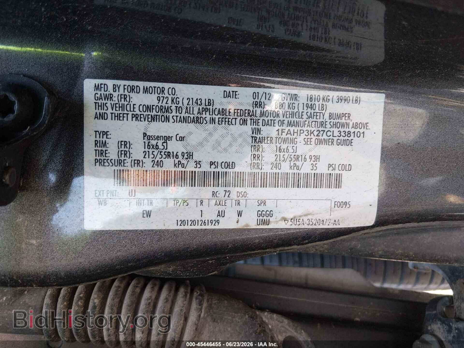 2012 FORD FOCUS - VIN: 1FAHP3K27CL338101 - Фото 9
