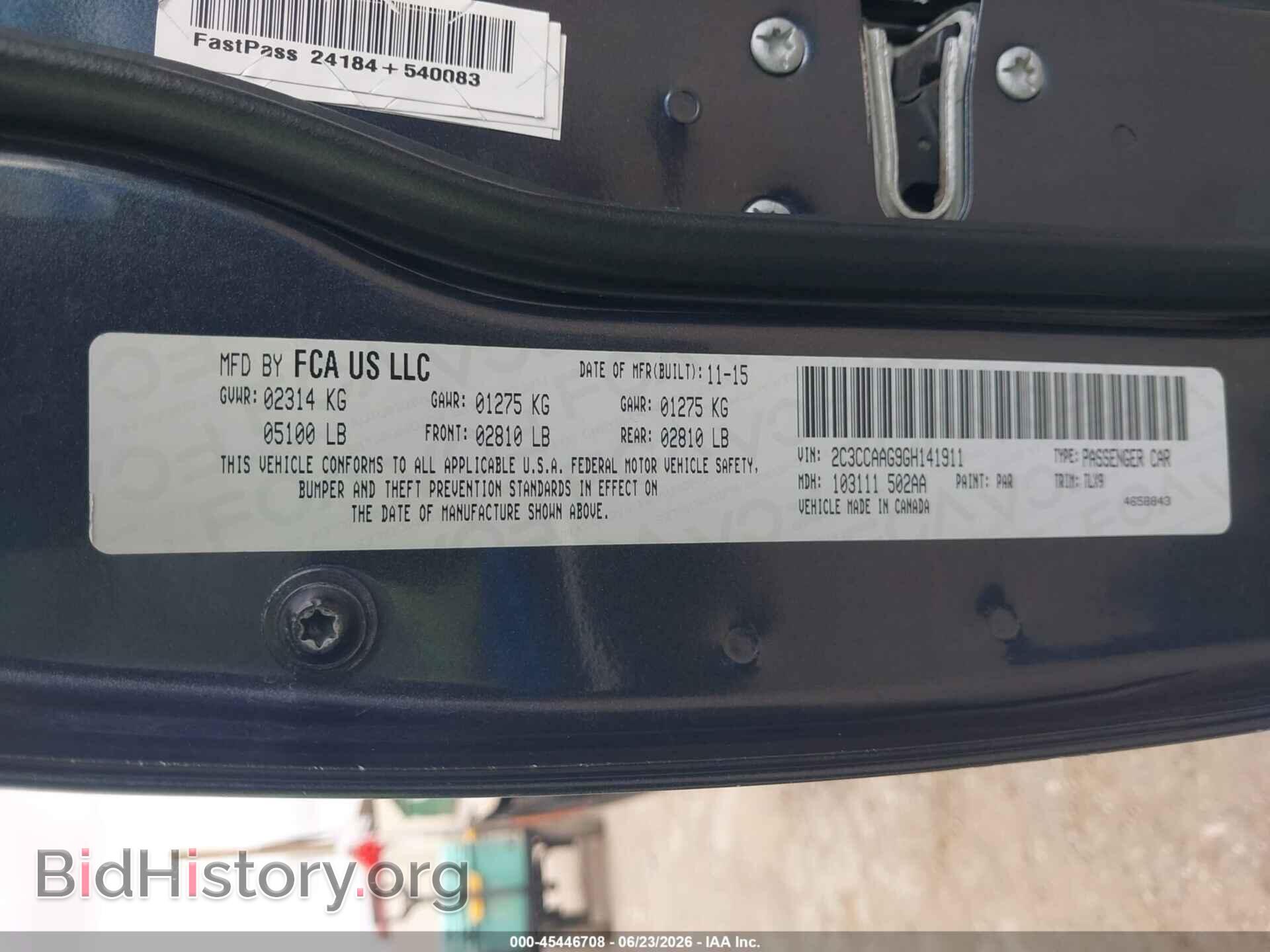 2016 CHRYSLER 300 - VIN: 2C3CCAAG9GH141911 - Фото 9