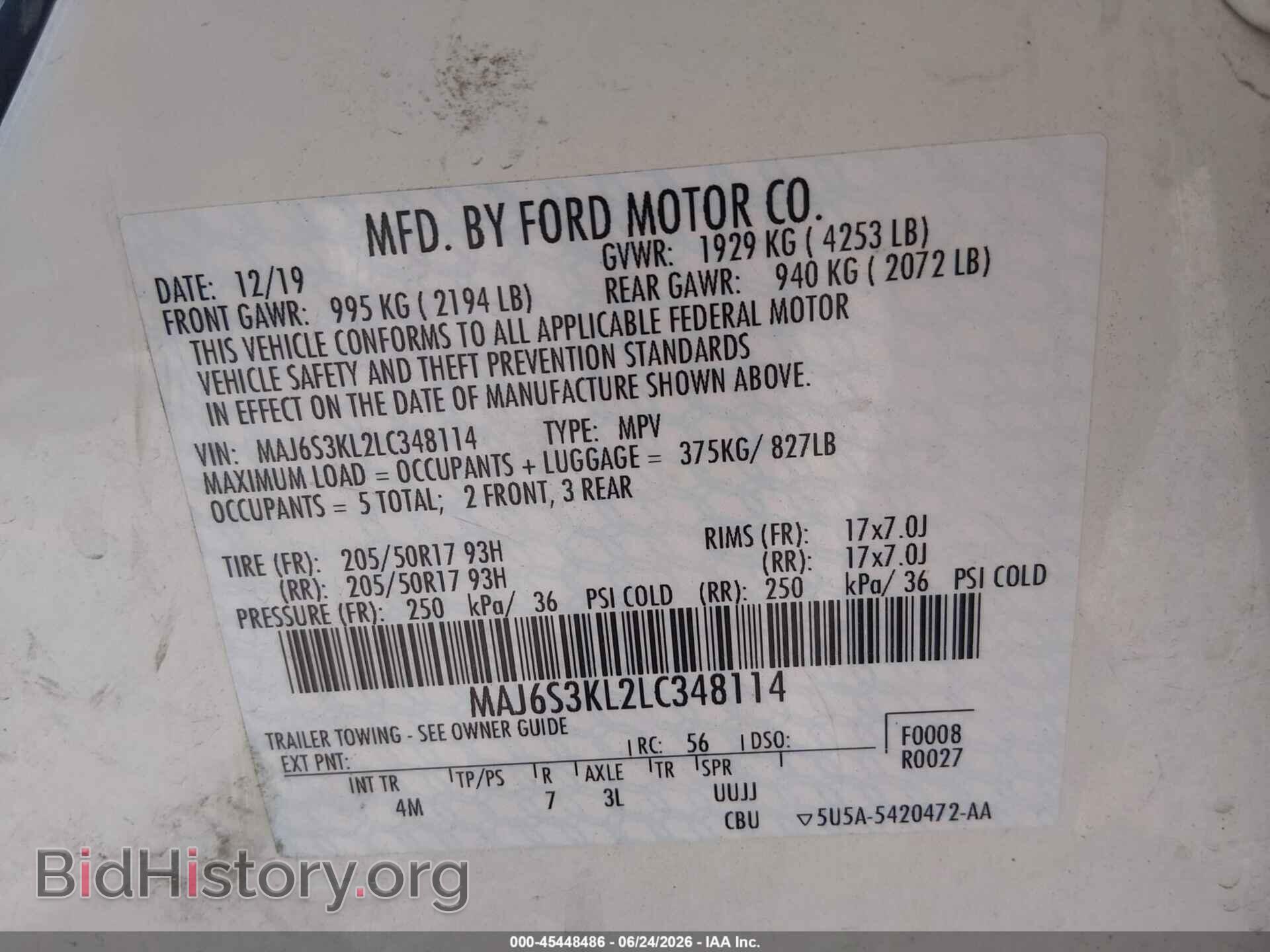 2020 FORD ECOSPORT - VIN: MAJ6S3KL2LC348114 - Photo 9