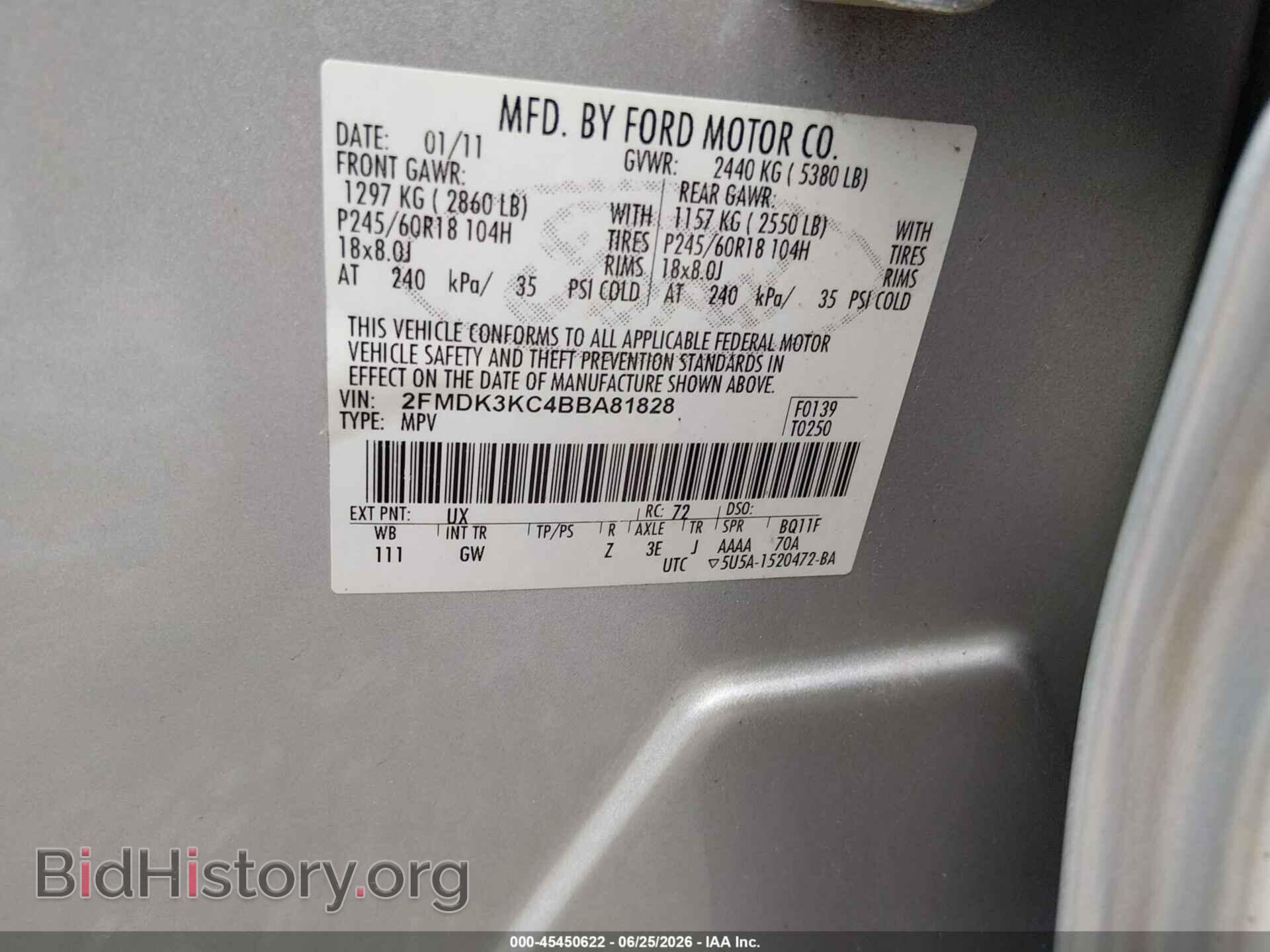 2011 FORD EDGE - VIN: 2FMDK3KC4BBA81828 - Photo 9