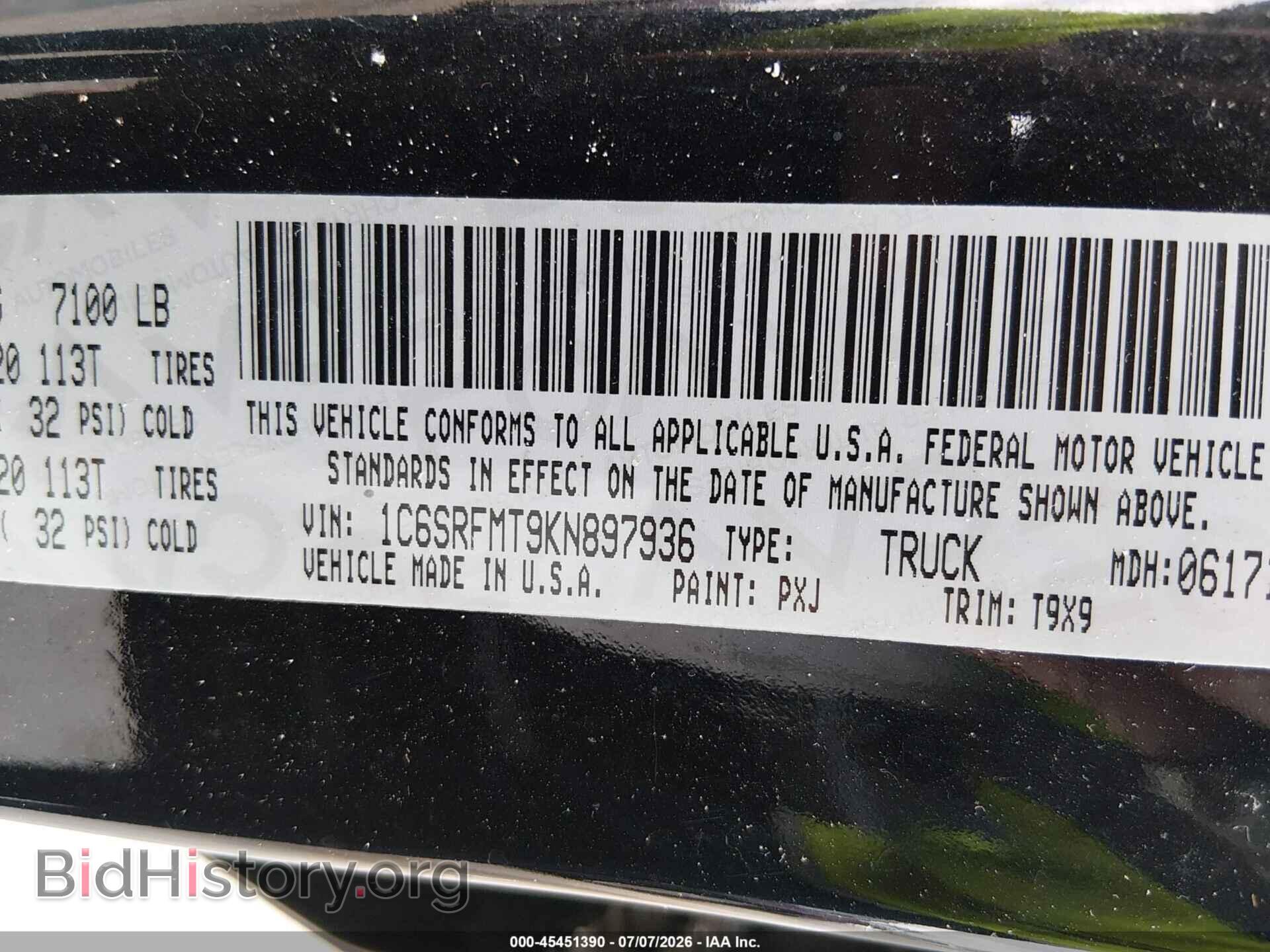 2019 RAM 1500 - VIN: 1C6SRFMT9KN897936 - Фото 9