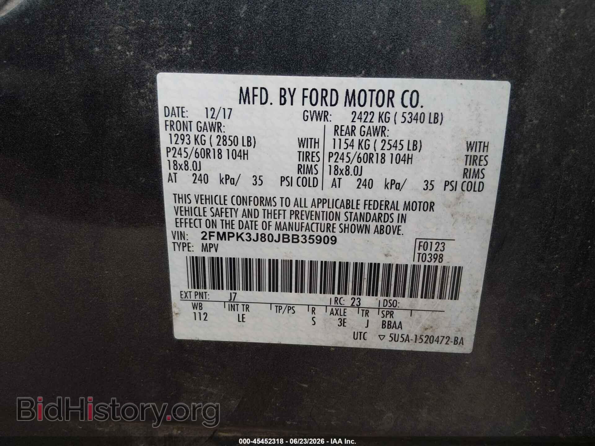 2018 FORD EDGE - VIN: 2FMPK3J80JBB35909 - Photo 9