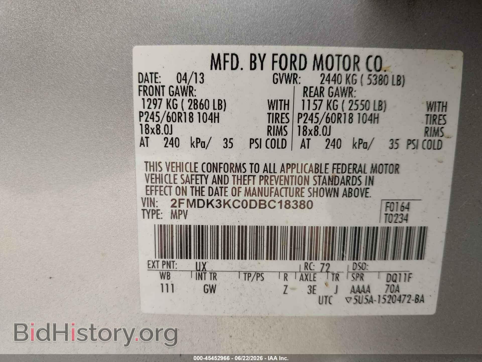 2013 FORD EDGE - VIN: 2FMDK3KC0DBC18380 - Photo 9