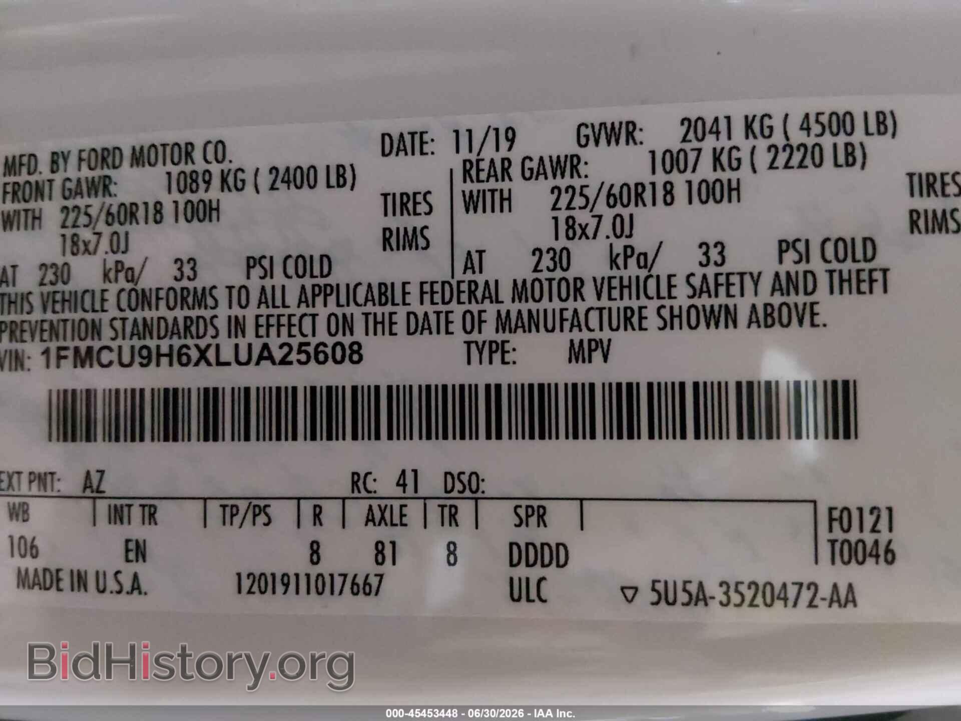 2020 FORD ESCAPE - VIN: 1FMCU9H6XLUA25608 - Photo 9