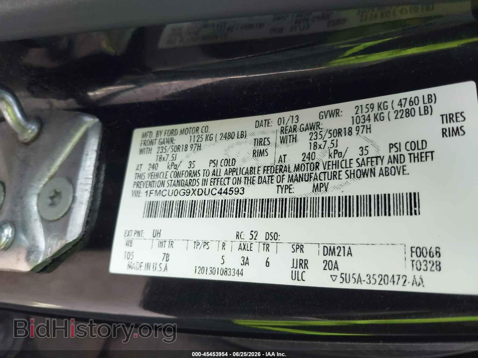 2013 FORD ESCAPE - VIN: 1FMCU0G9XDUC44593 - Фото 9