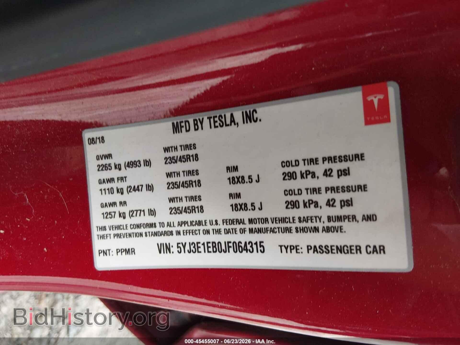 2018 TESLA MODEL 3 - VIN: 5YJ3E1EB0JF064315 - Photo 9