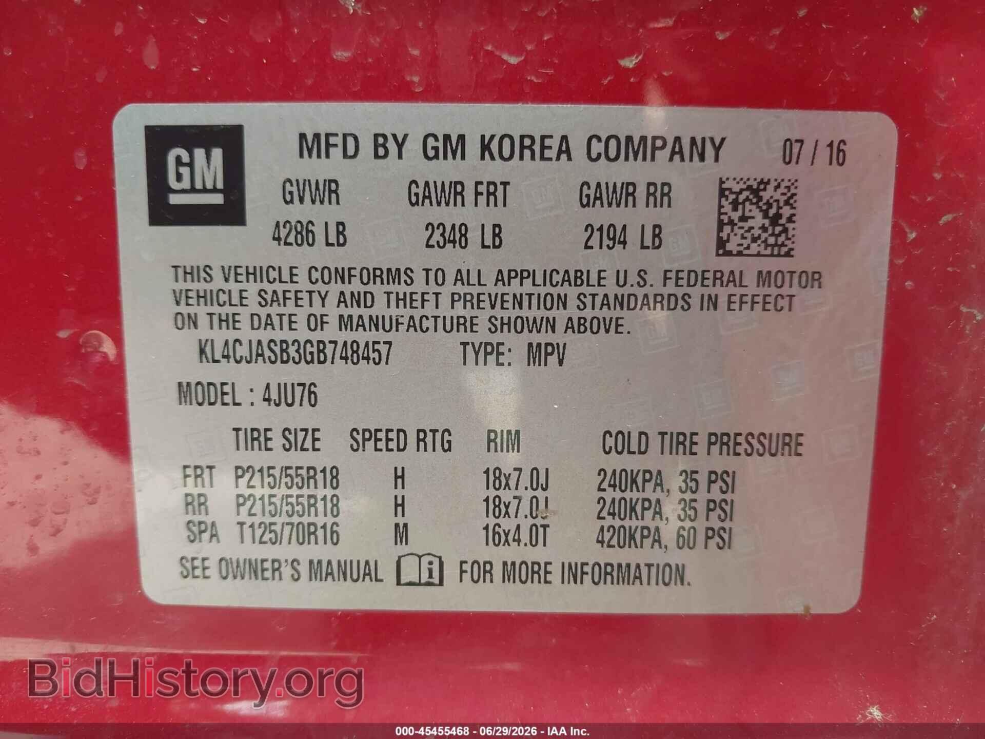 2016 BUICK ENCORE - VIN: KL4CJASB3GB748457 - Photo 9