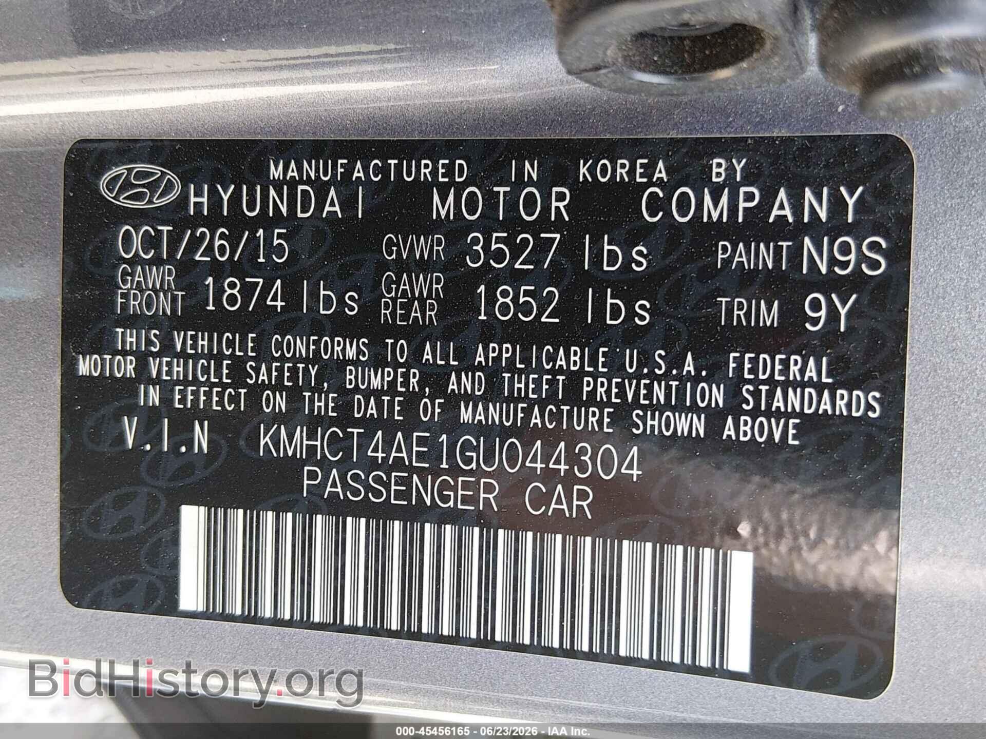 2016 HYUNDAI ACCENT - VIN: KMHCT4AE1GU044304 - Фото 9