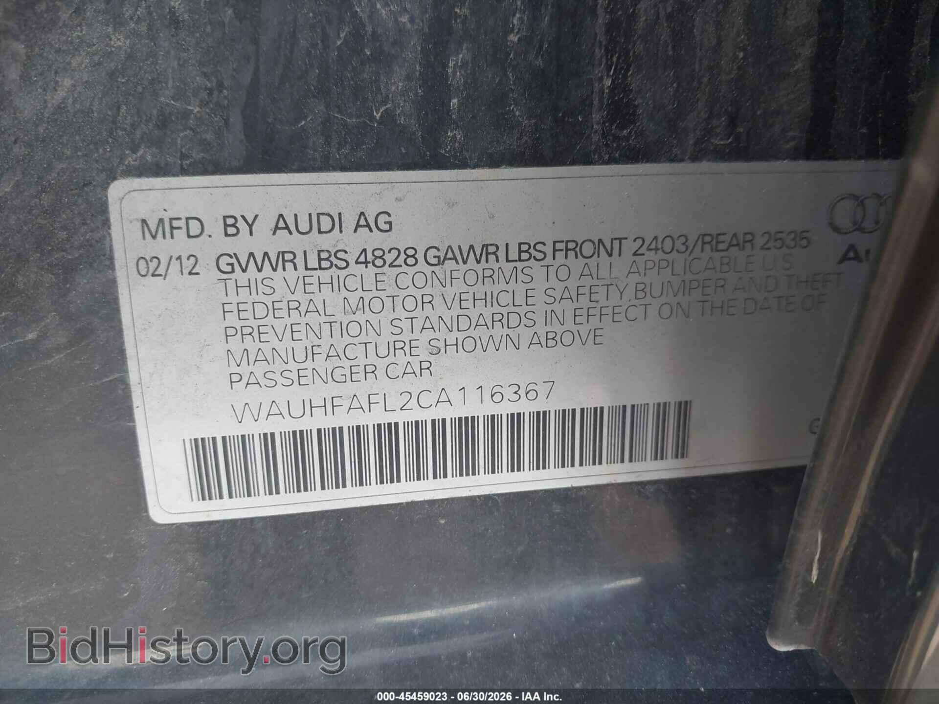 2012 AUDI A4 - VIN: WAUHFAFL2CA116367 - Photo 9