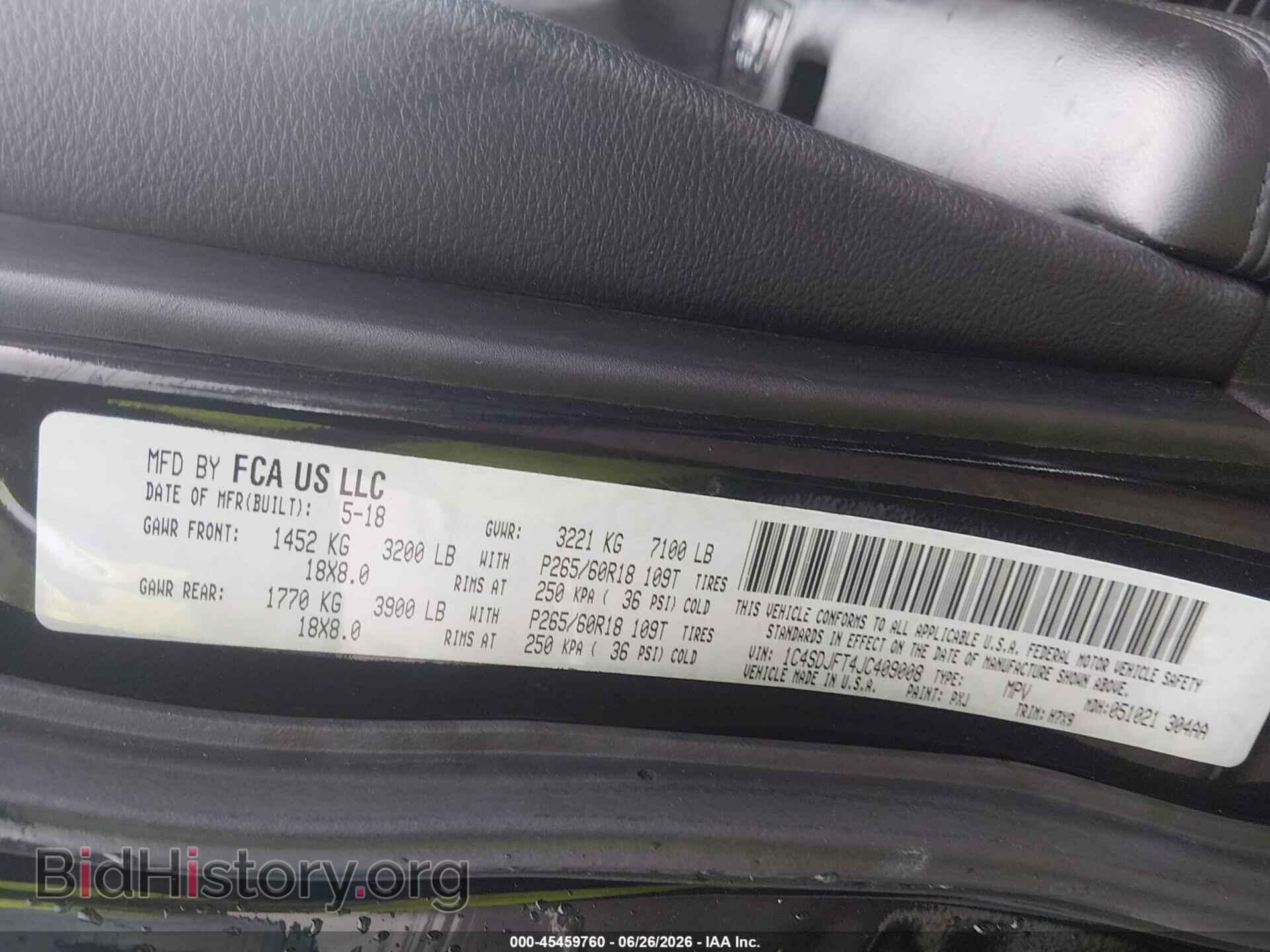 2018 DODGE DURANGO - VIN: 1C4SDJFT4JC409008 - Photo 9