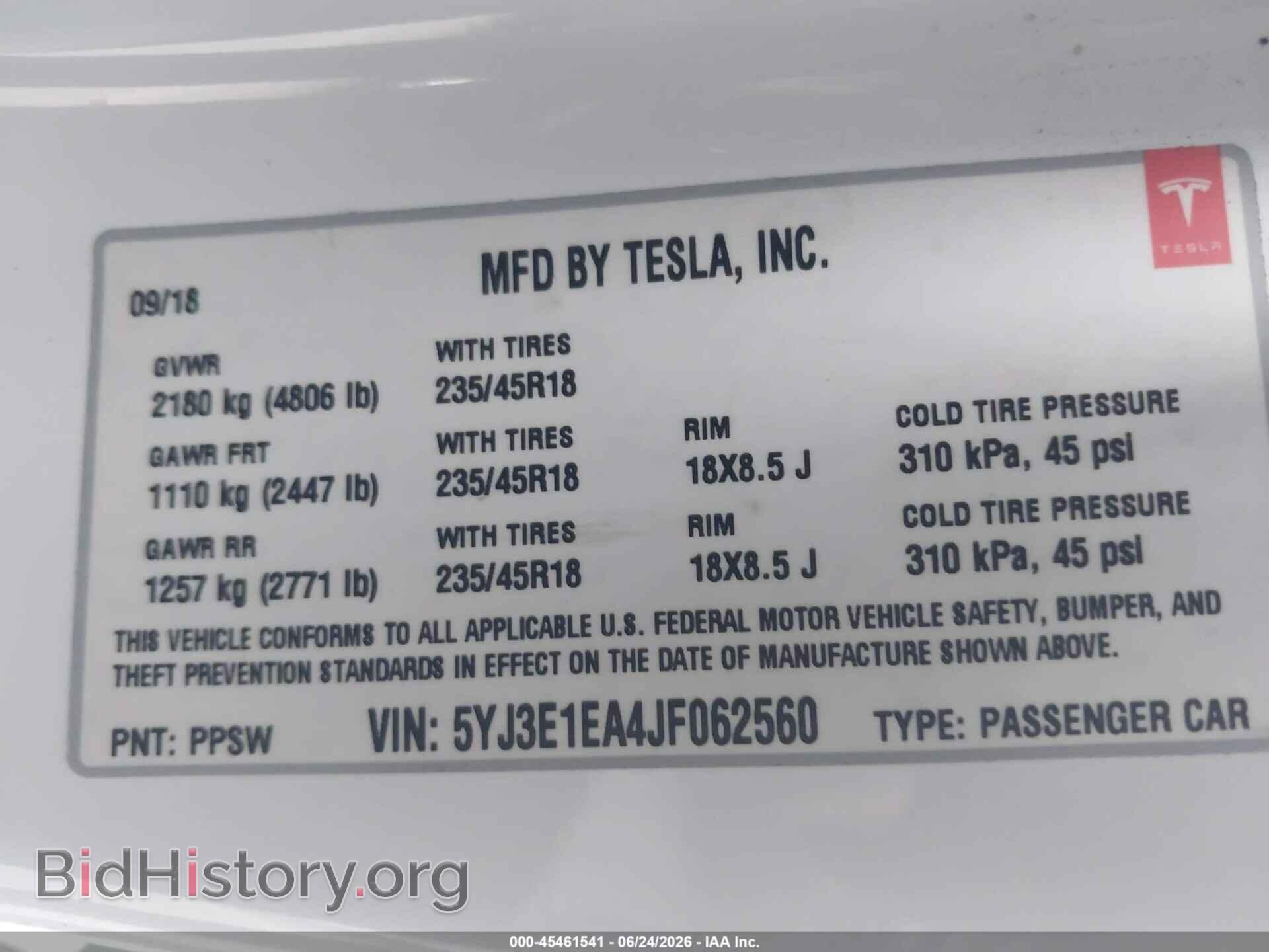 2018 TESLA MODEL 3 - VIN: 5YJ3E1EA4JF062560 - Photo 9