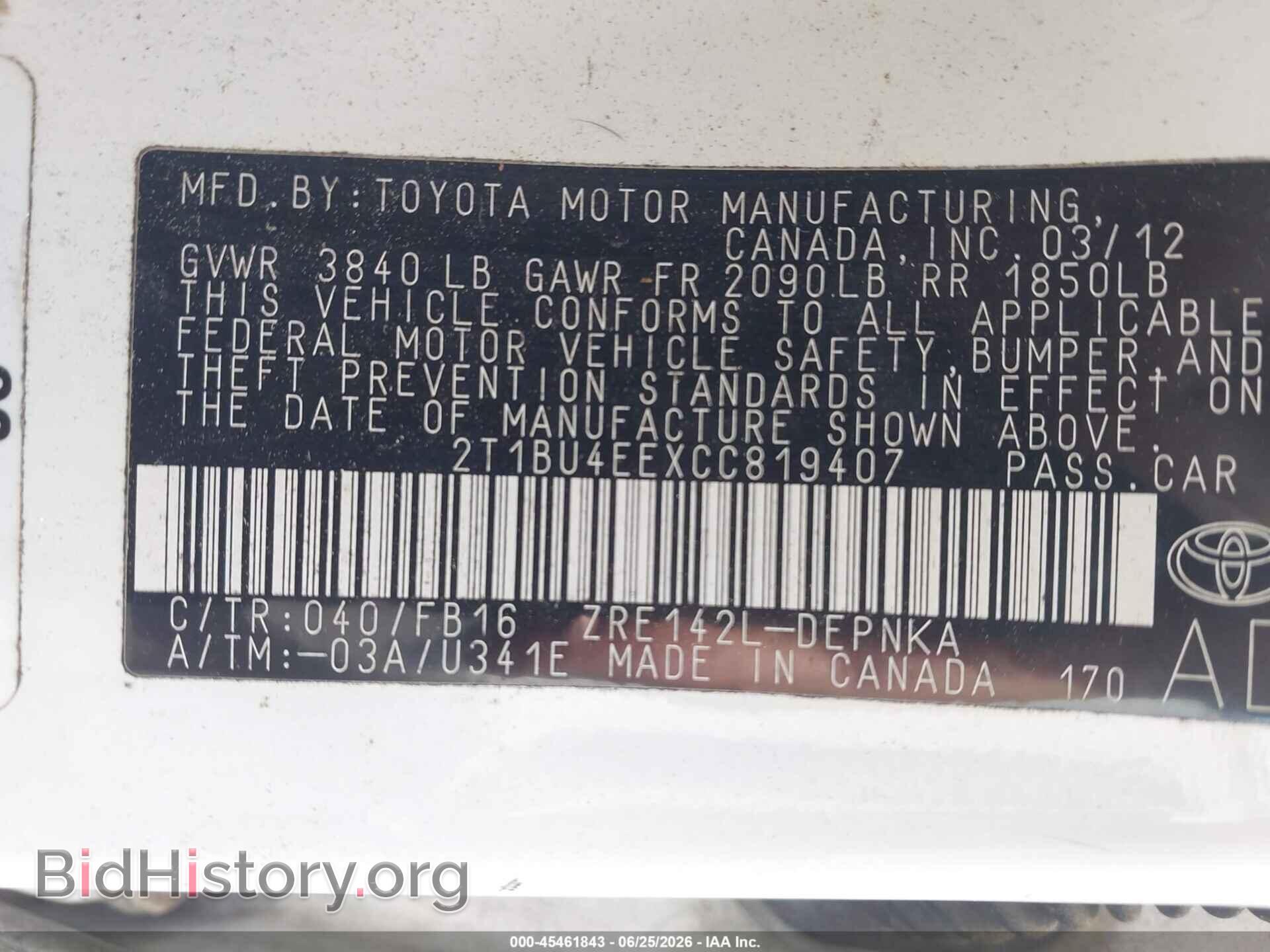 2012 TOYOTA COROLLA - VIN: 2T1BU4EEXCC819407 - Photo 9