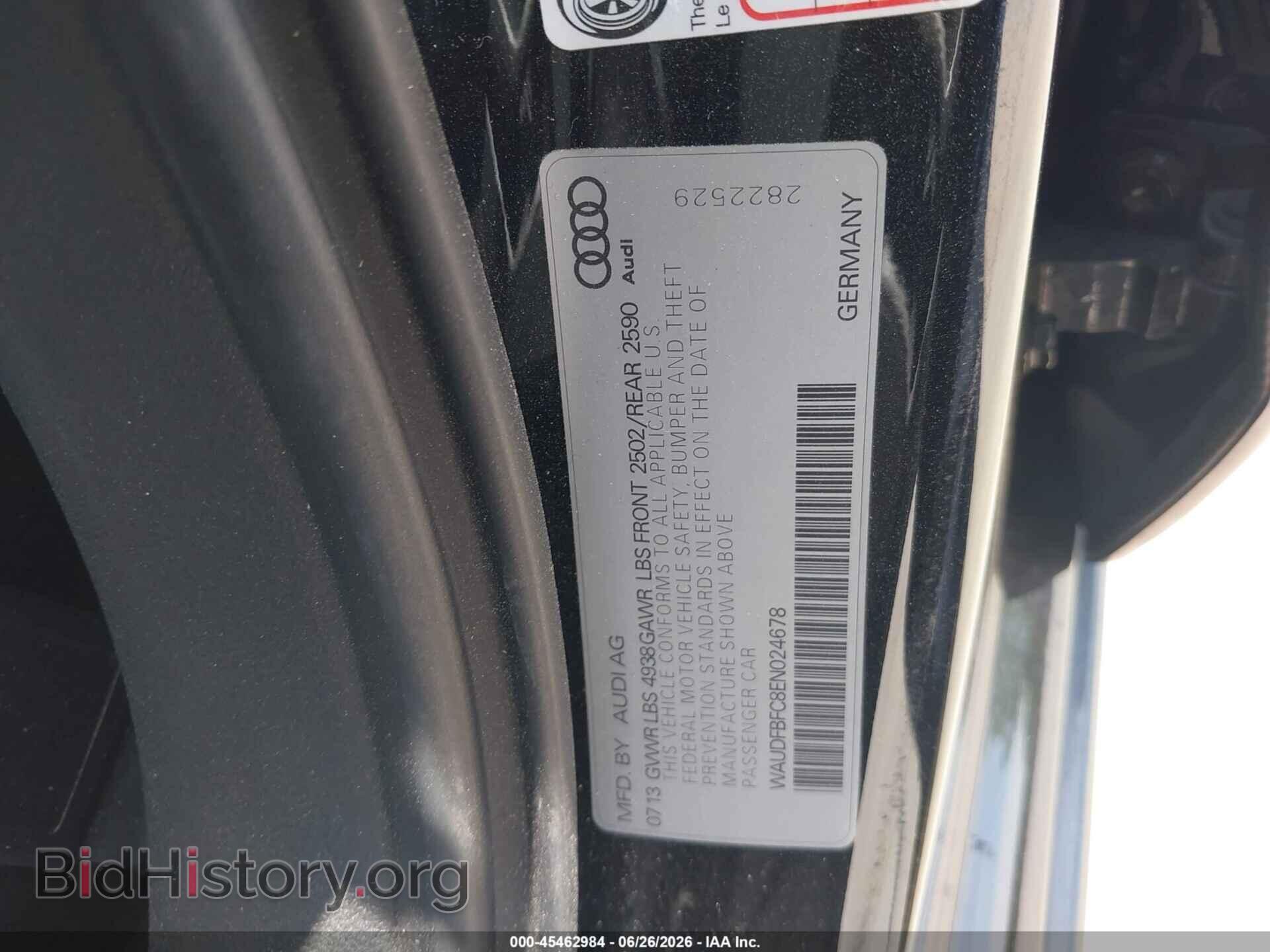 2014 AUDI A6 - VIN: WAUDFBFC8EN024678 - Фото 9