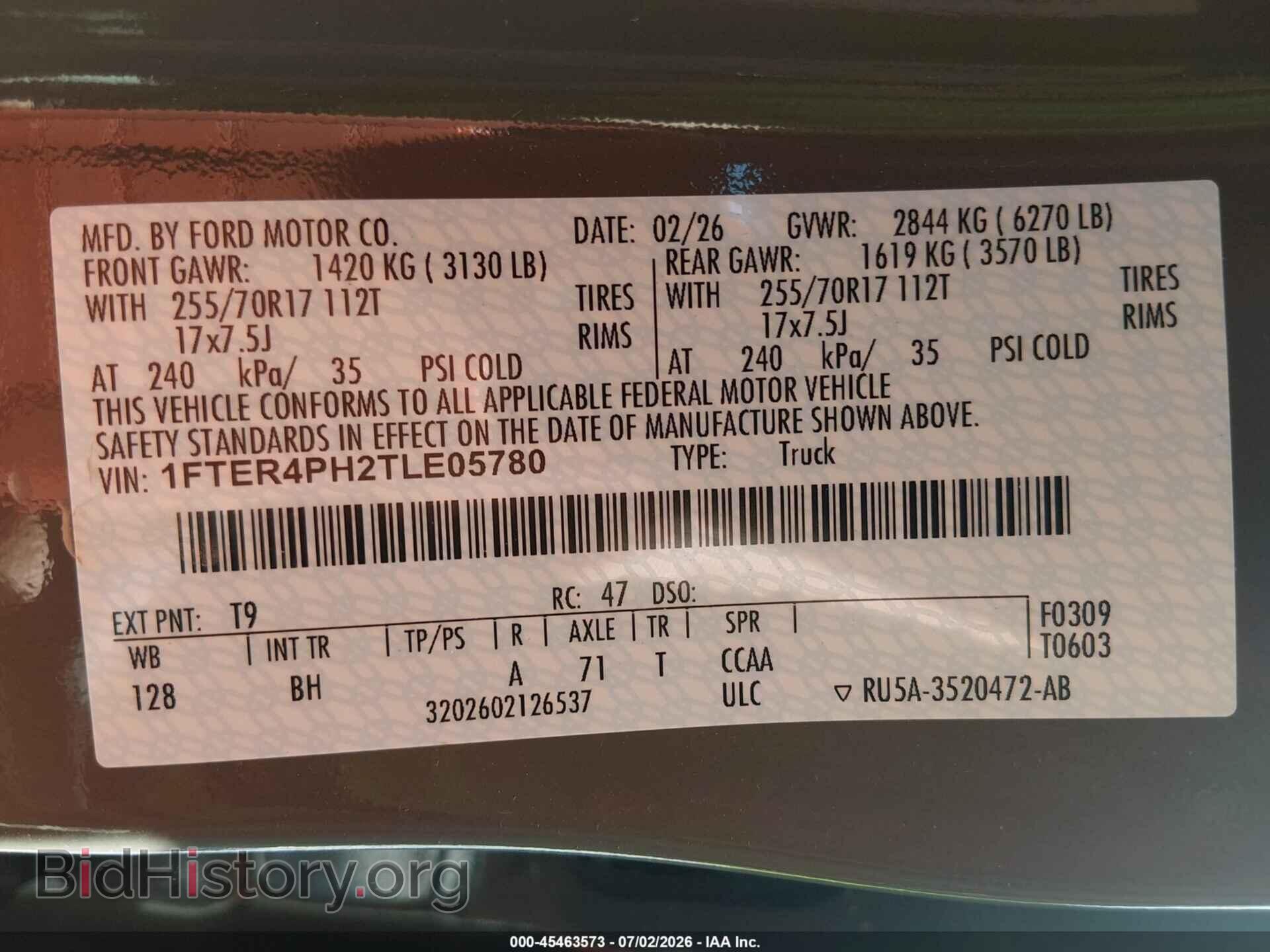 2026 FORD RANGER - VIN: 1FTER4PH2TLE05780 - Photo 9