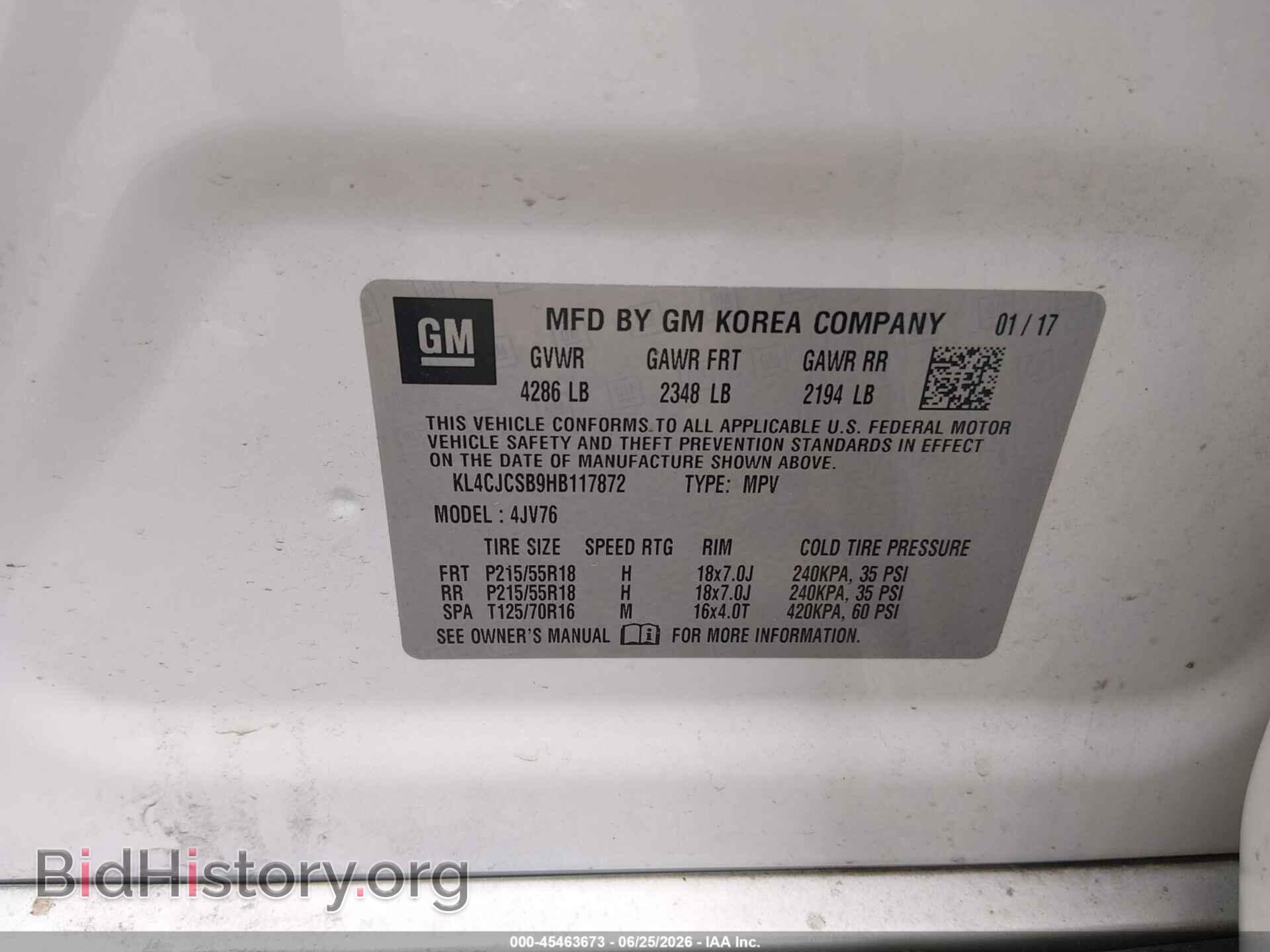 2017 BUICK ENCORE - VIN: KL4CJCSB9HB117872 - Photo 9