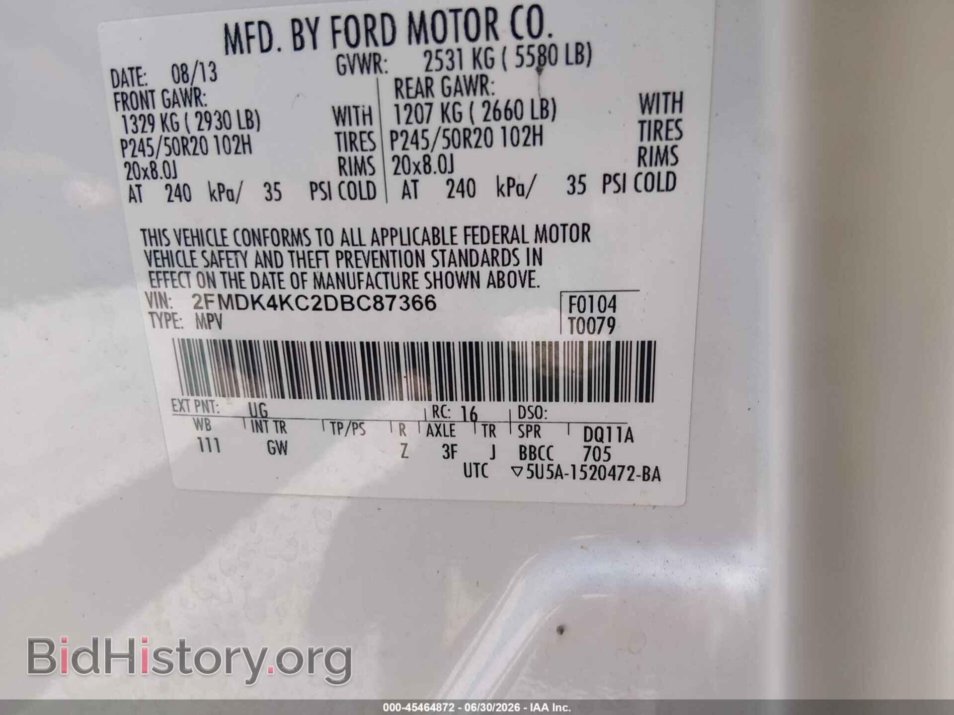 2013 FORD EDGE - VIN: 2FMDK4KC2DBC87366 - Photo 9