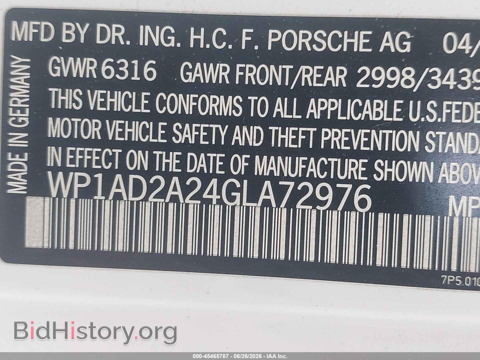 2016 PORSCHE CAYENNE - VIN: WP1AD2A24GLA72976 - Фото 9