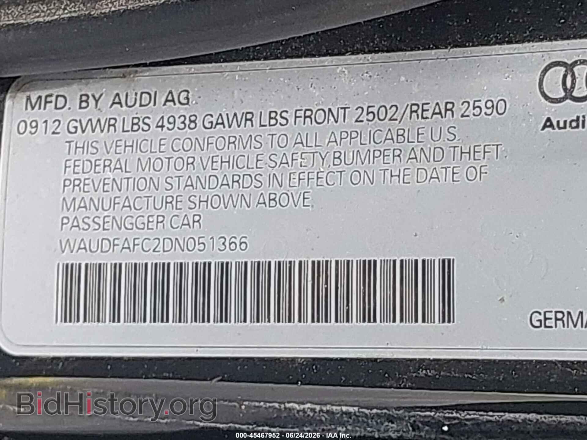 2013 AUDI A6 - VIN: WAUDFAFC2DN051366 - Photo 9