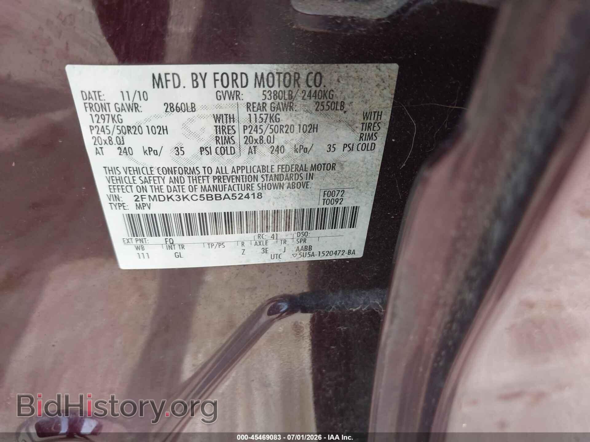 2011 FORD EDGE - VIN: 2FMDK3KC5BBA52418 - Photo 9