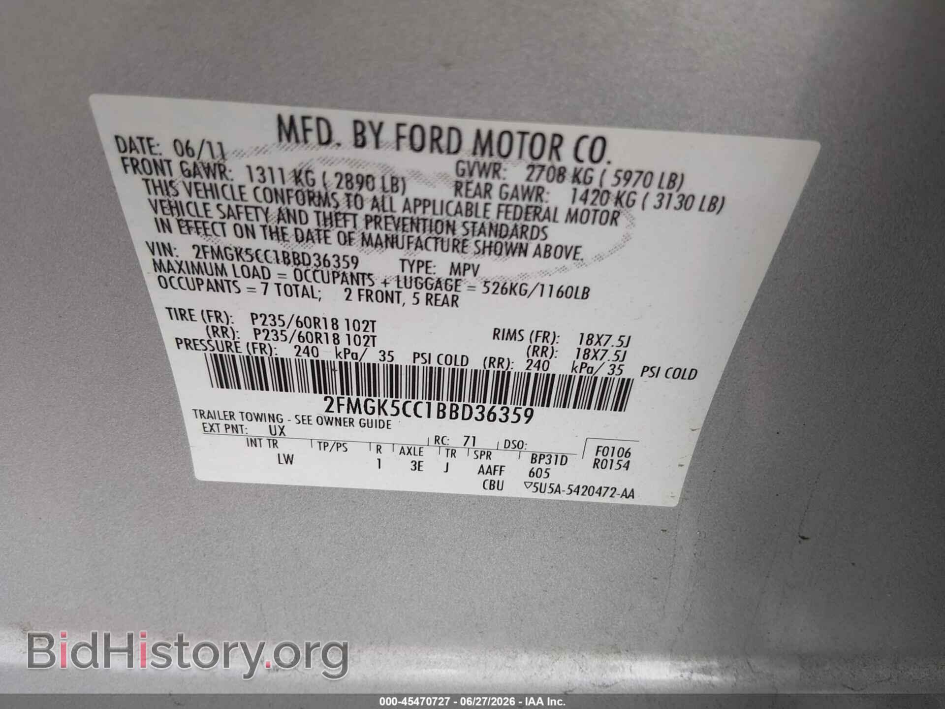 2011 FORD FLEX - VIN: 2FMGK5CC1BBD36359 - Photo 9
