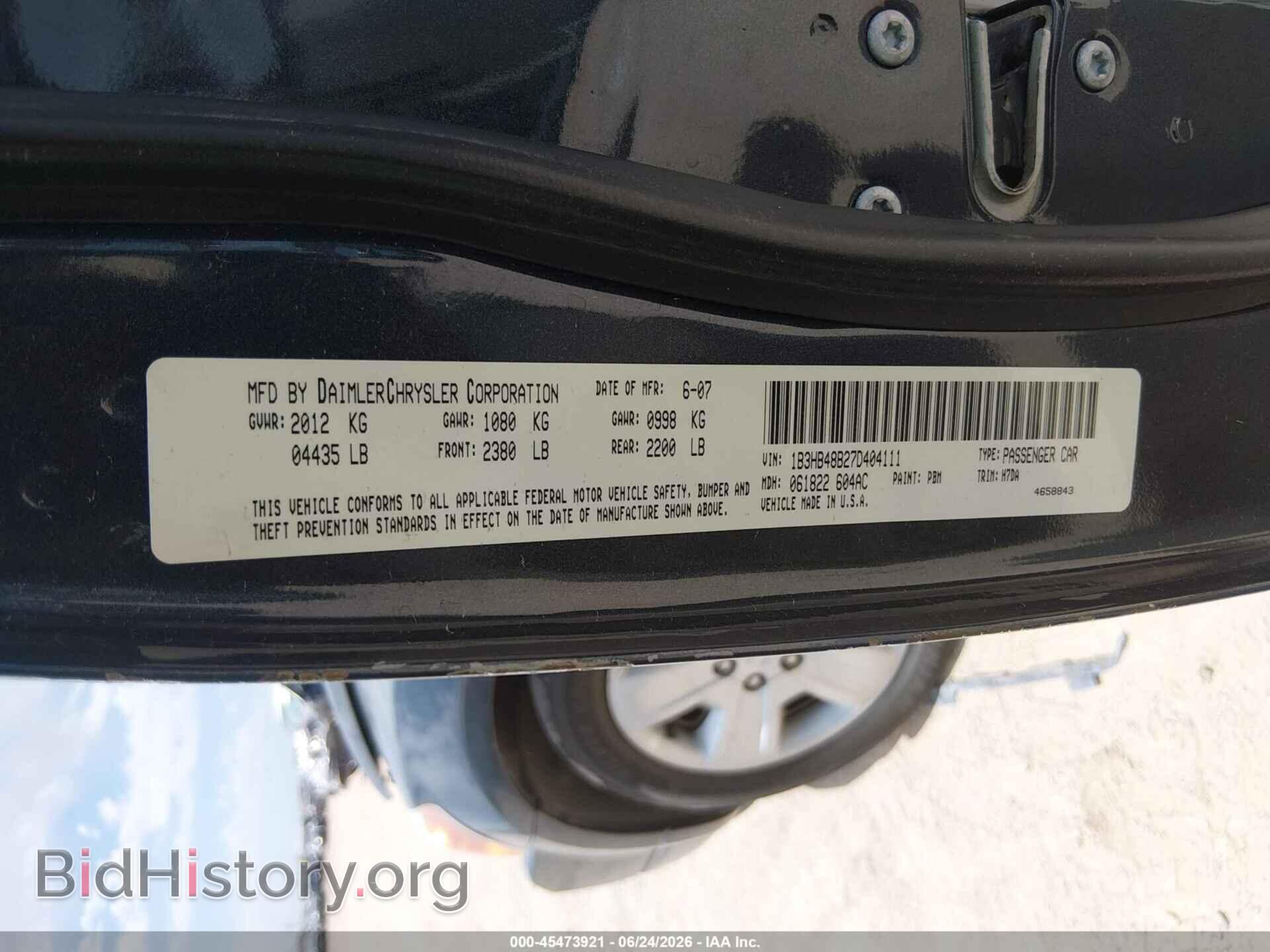 2007 DODGE CALIBER - VIN: 1B3HB48B27D404111 - Photo 9