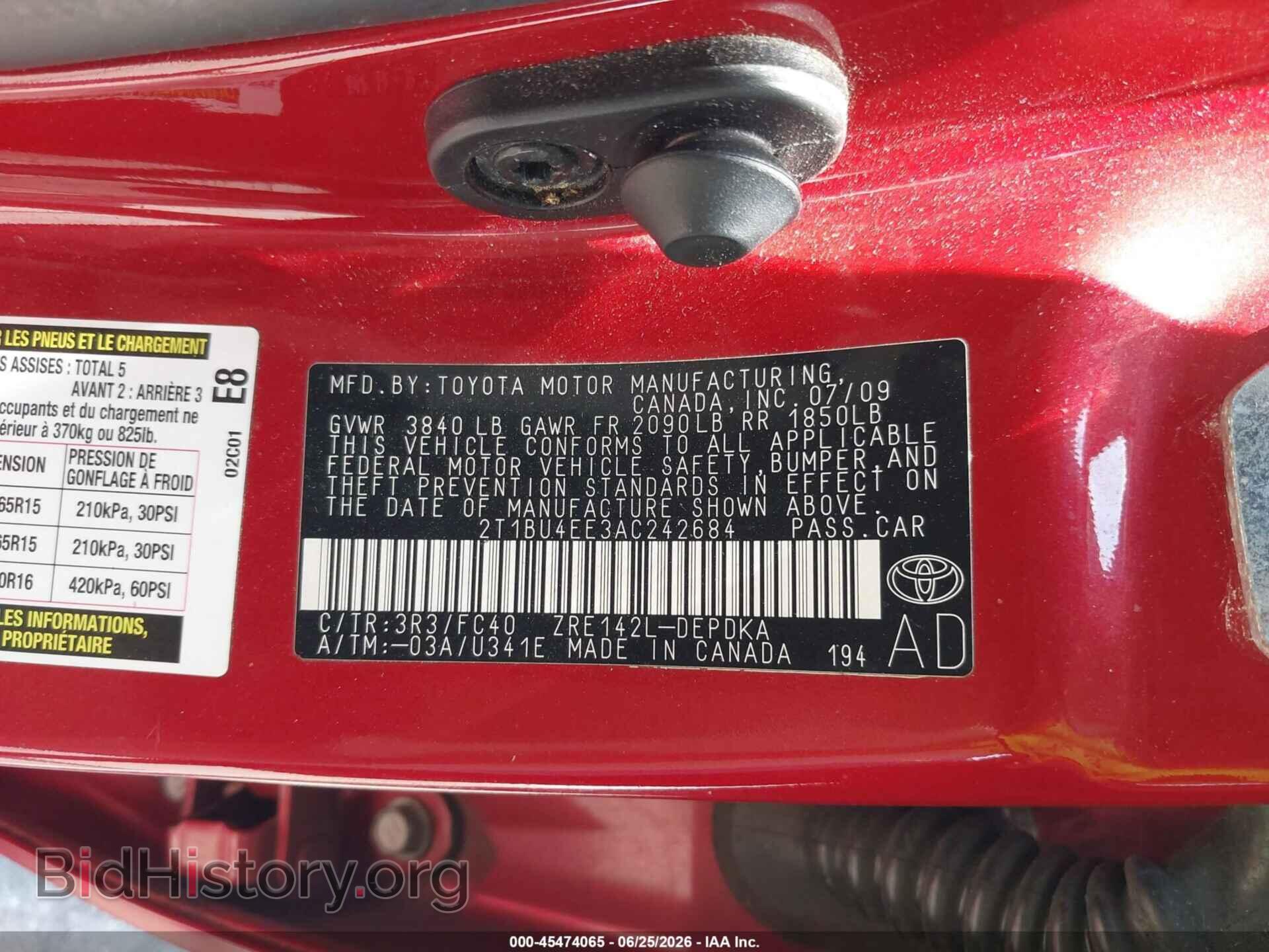 2010 TOYOTA COROLLA - VIN: 2T1BU4EE3AC242684 - Фото 9