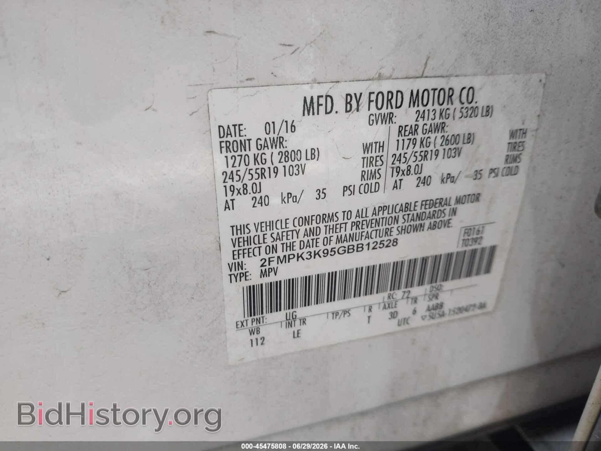 2016 FORD EDGE - VIN: 2FMPK3K95GBB12528 - Photo 9