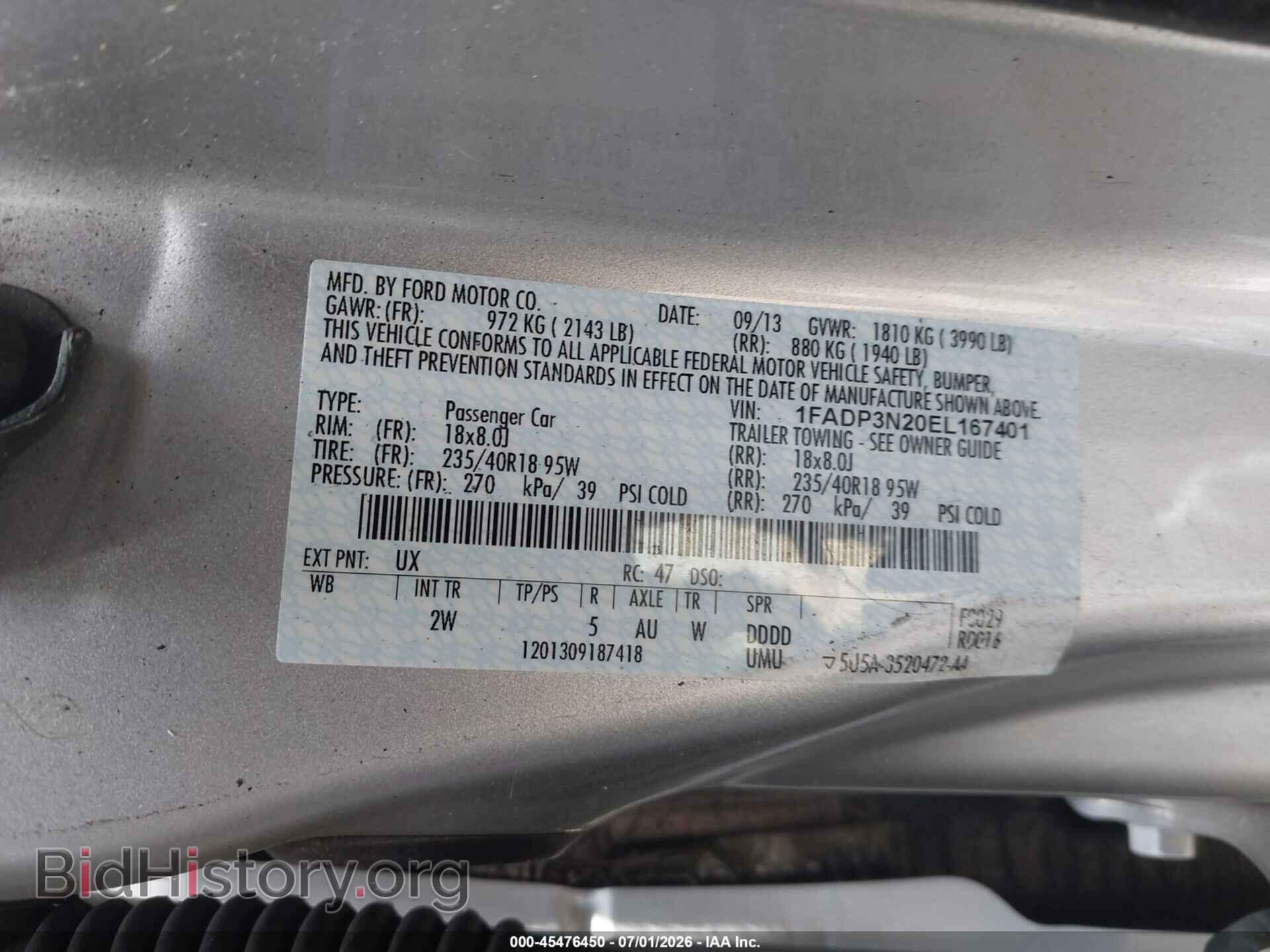 2014 FORD FOCUS - VIN: 1FADP3N20EL167401 - Фото 9