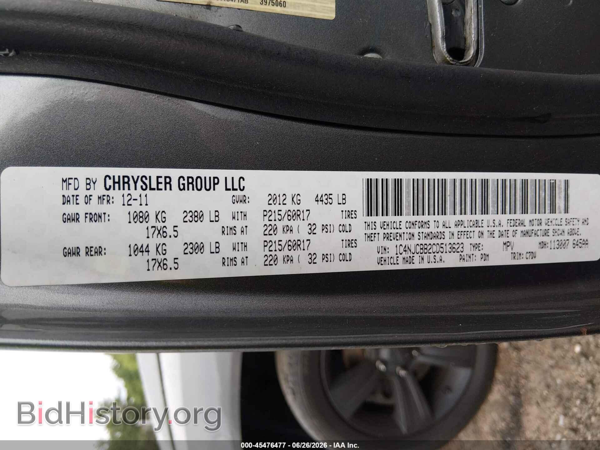 2012 JEEP COMPASS - VIN: 1C4NJCBB2CD513623 - Photo 9